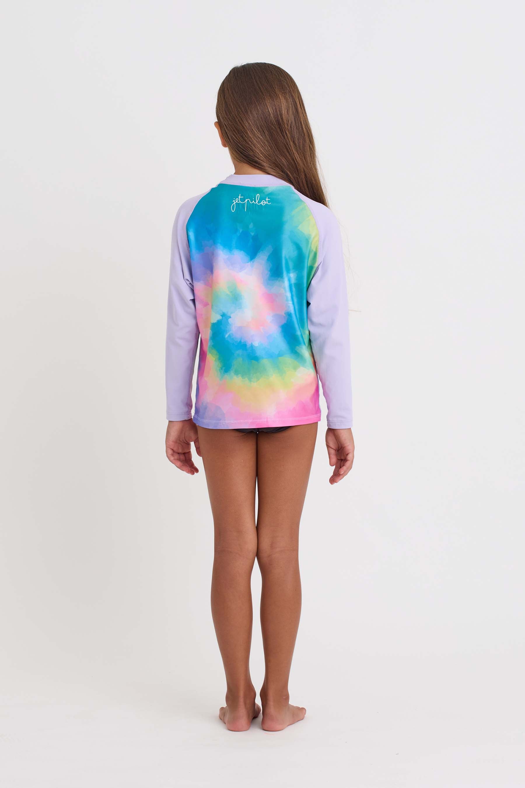 S24363 Jetpilot Youth Girls Ls Rashie - Tie Dye - 2