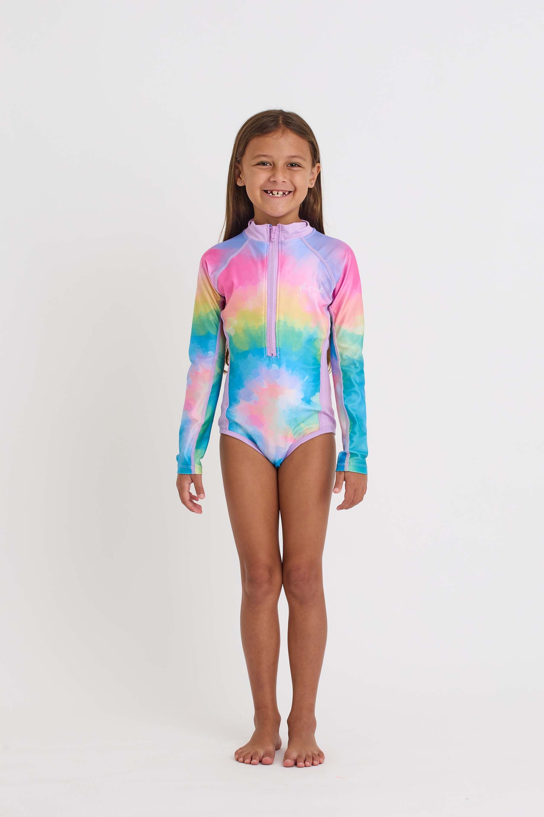 S24402 Jetpilot Youth Girls Ls Swimsuit - Tye Die - 1