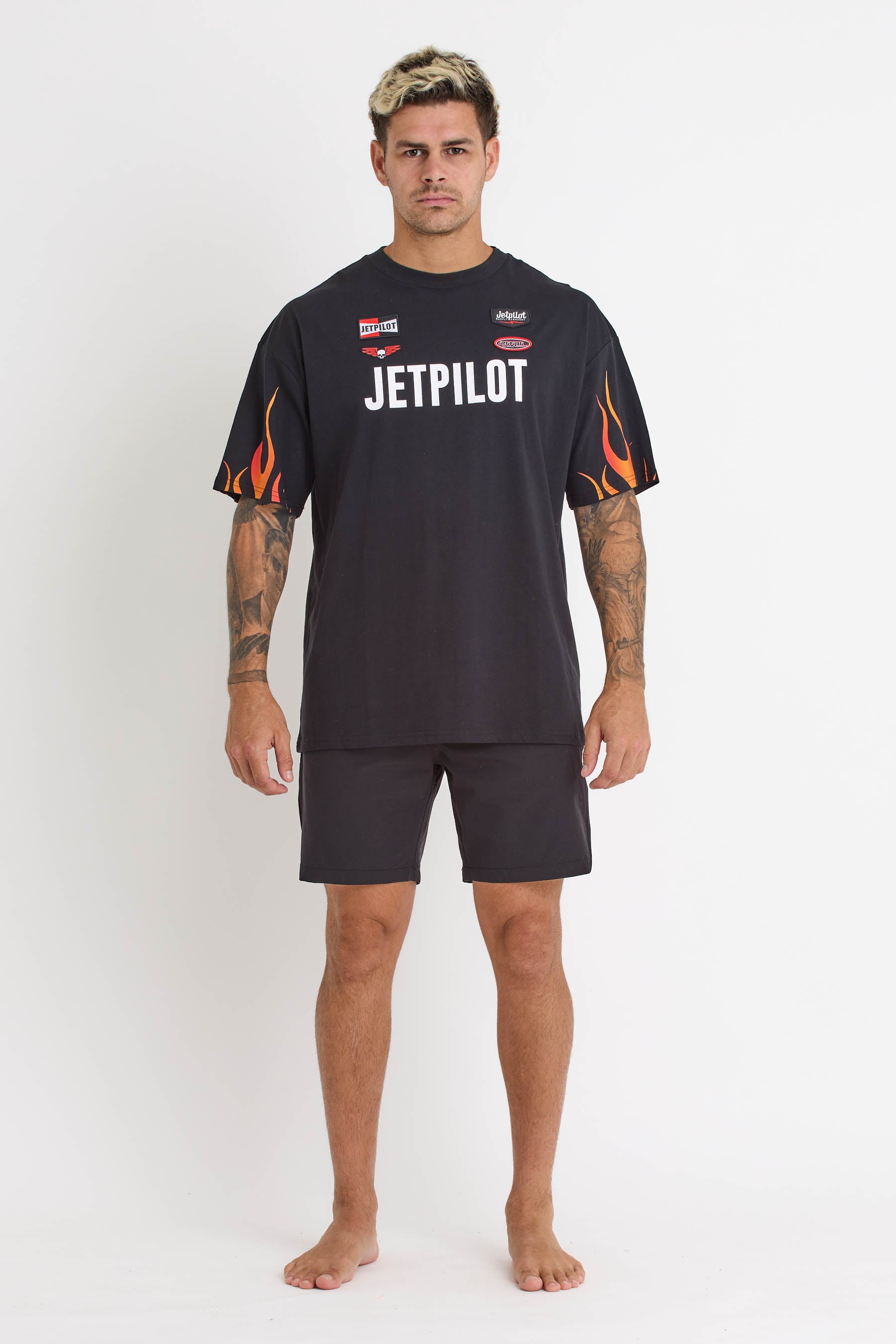 S24611 Jetpilot Vintage Flames Ss Tee - Black - 1