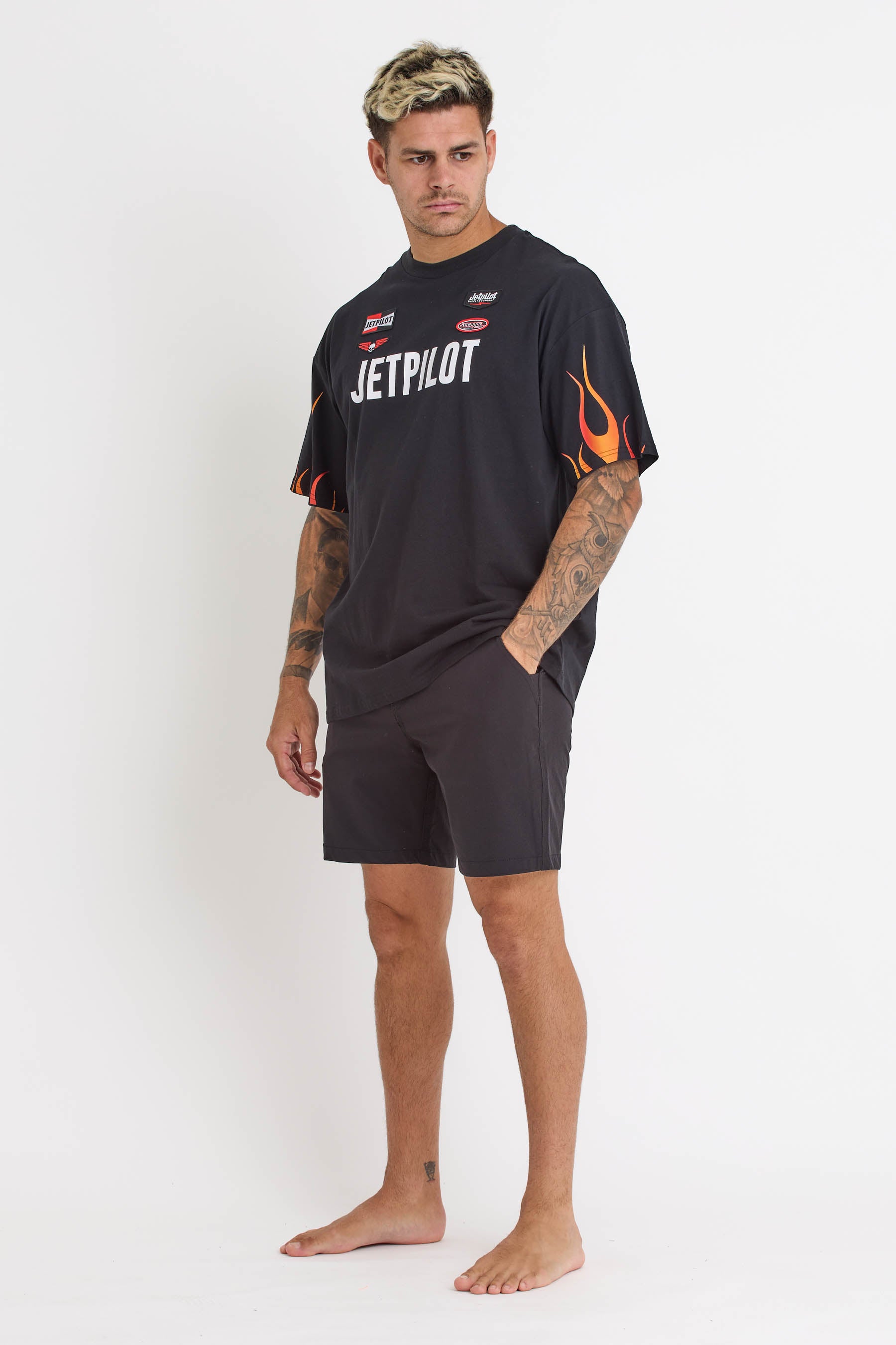 S24611 Jetpilot Vintage Flames Ss Tee - Black - 2