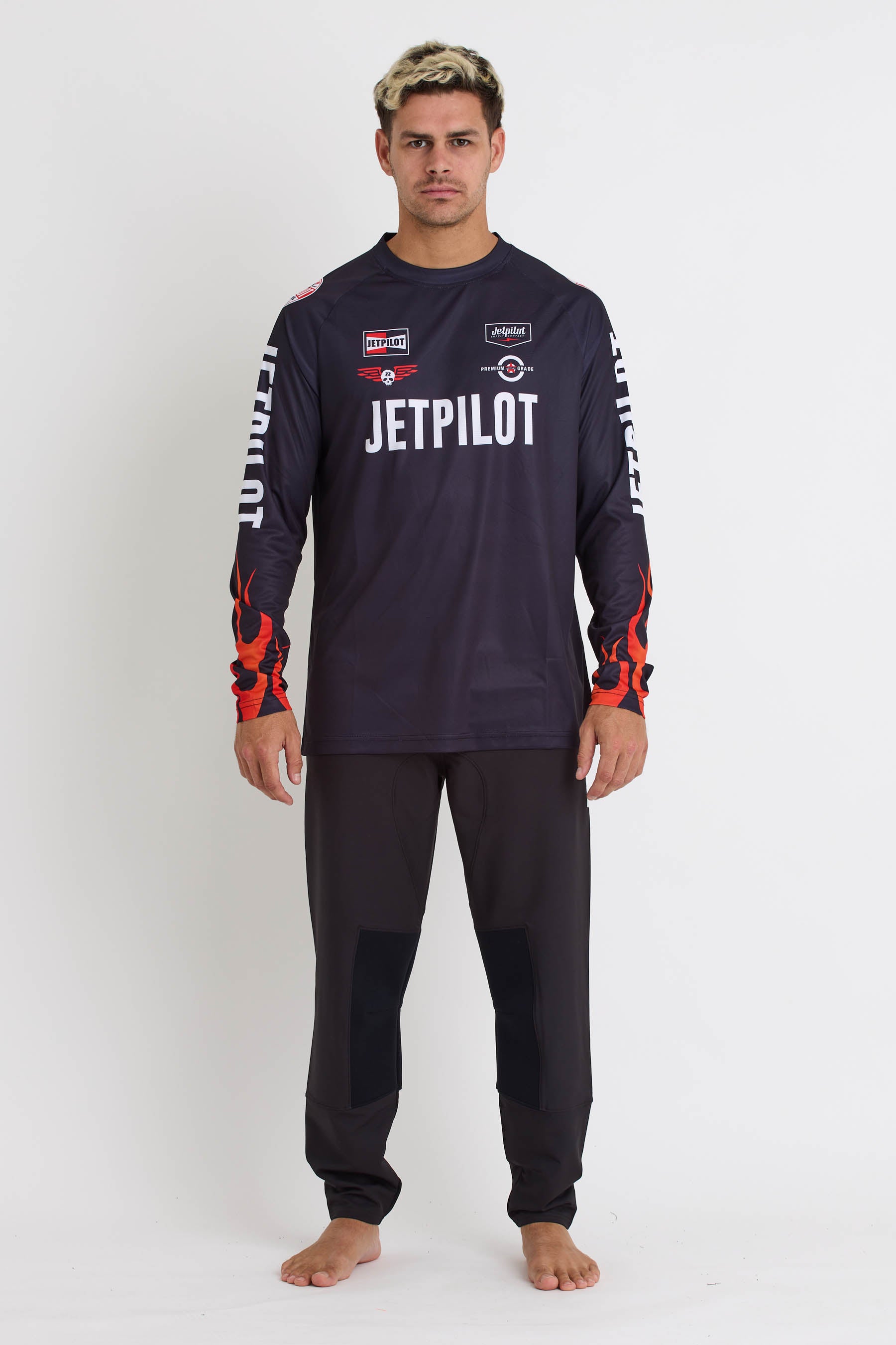 S24619 Jetpilot Vintage Flames Moto Jersey - Black -1