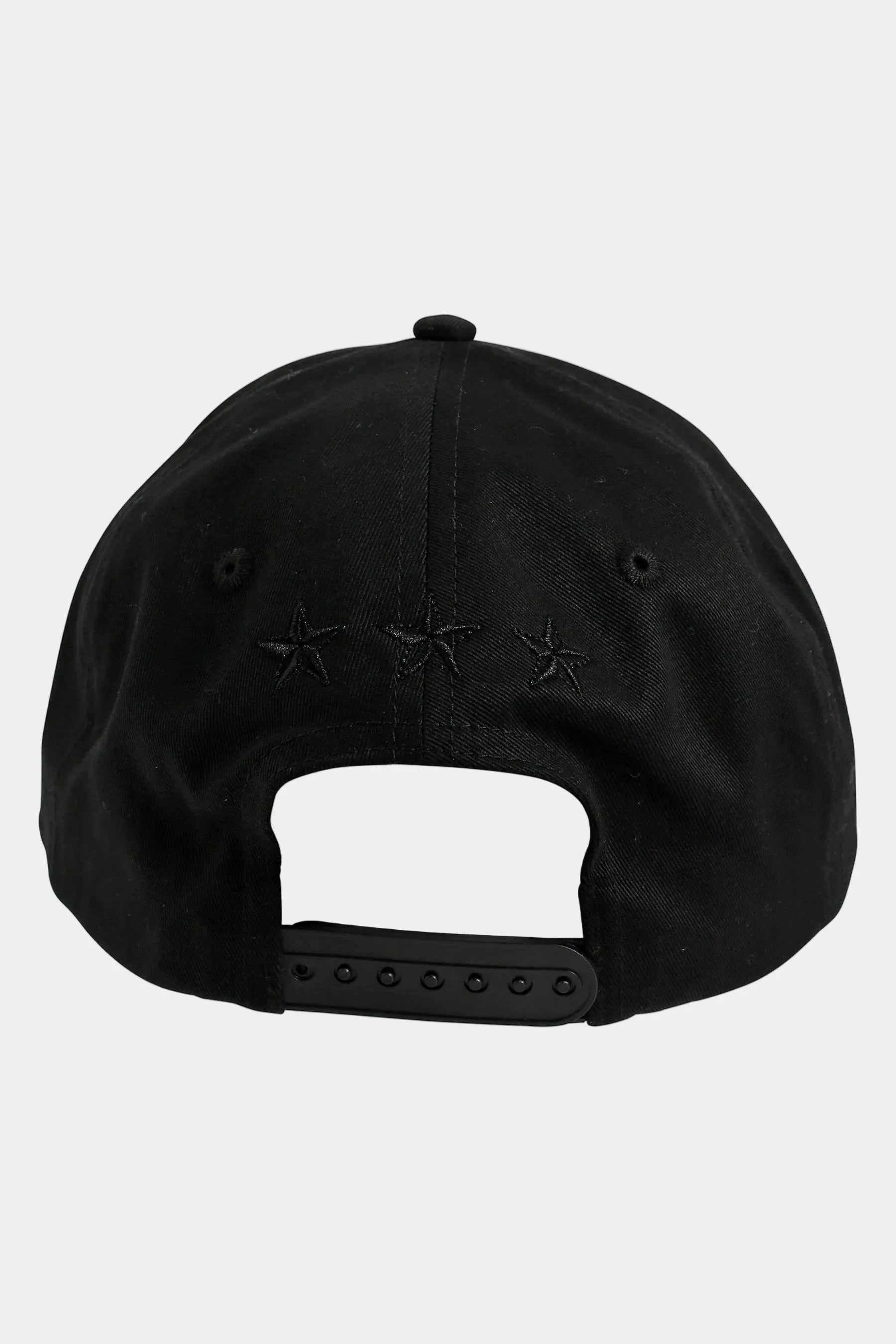 Black cap with star patterns on a white background