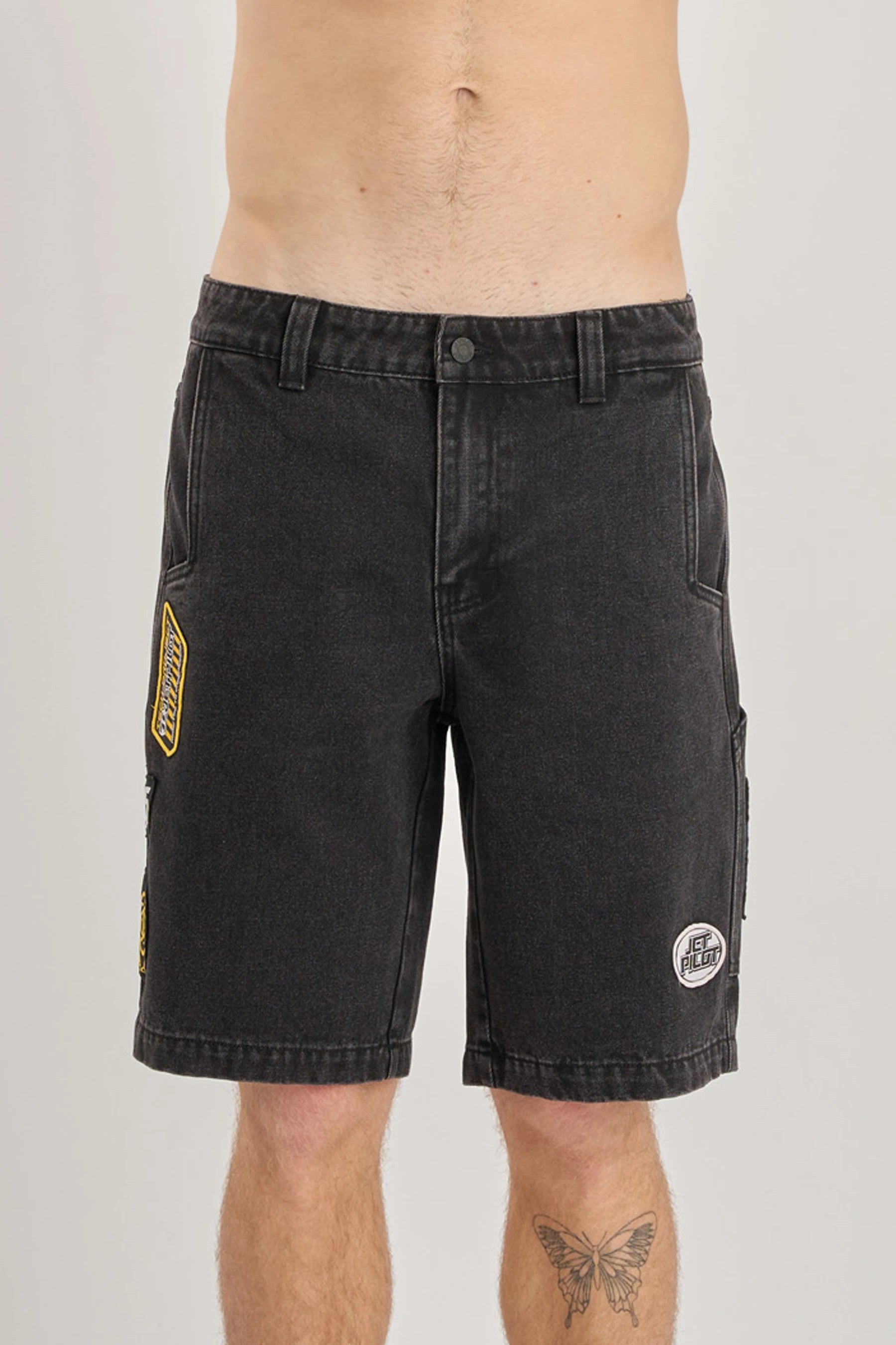 Jetpilot Factory Denim Shorts - Black Up Front