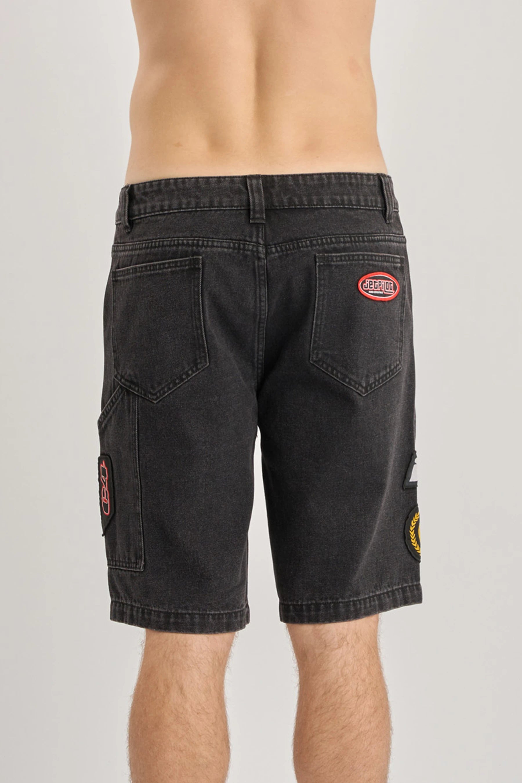 Jetpilot Factory Denim Shorts - Black Back Profile