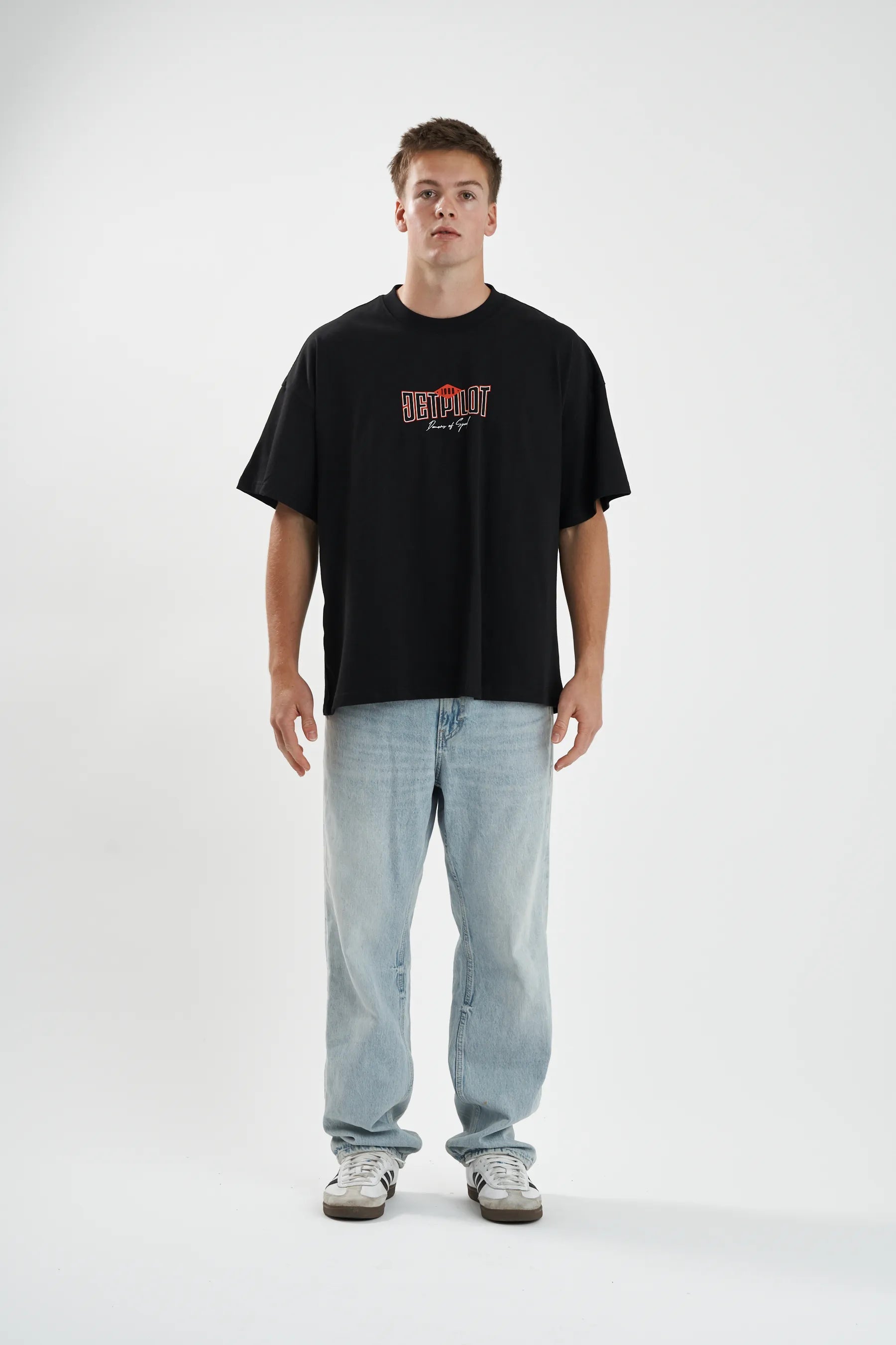 Jetpilot Demons Of Speed mens oversized graphic tee in Black/Red — view 4 of 12