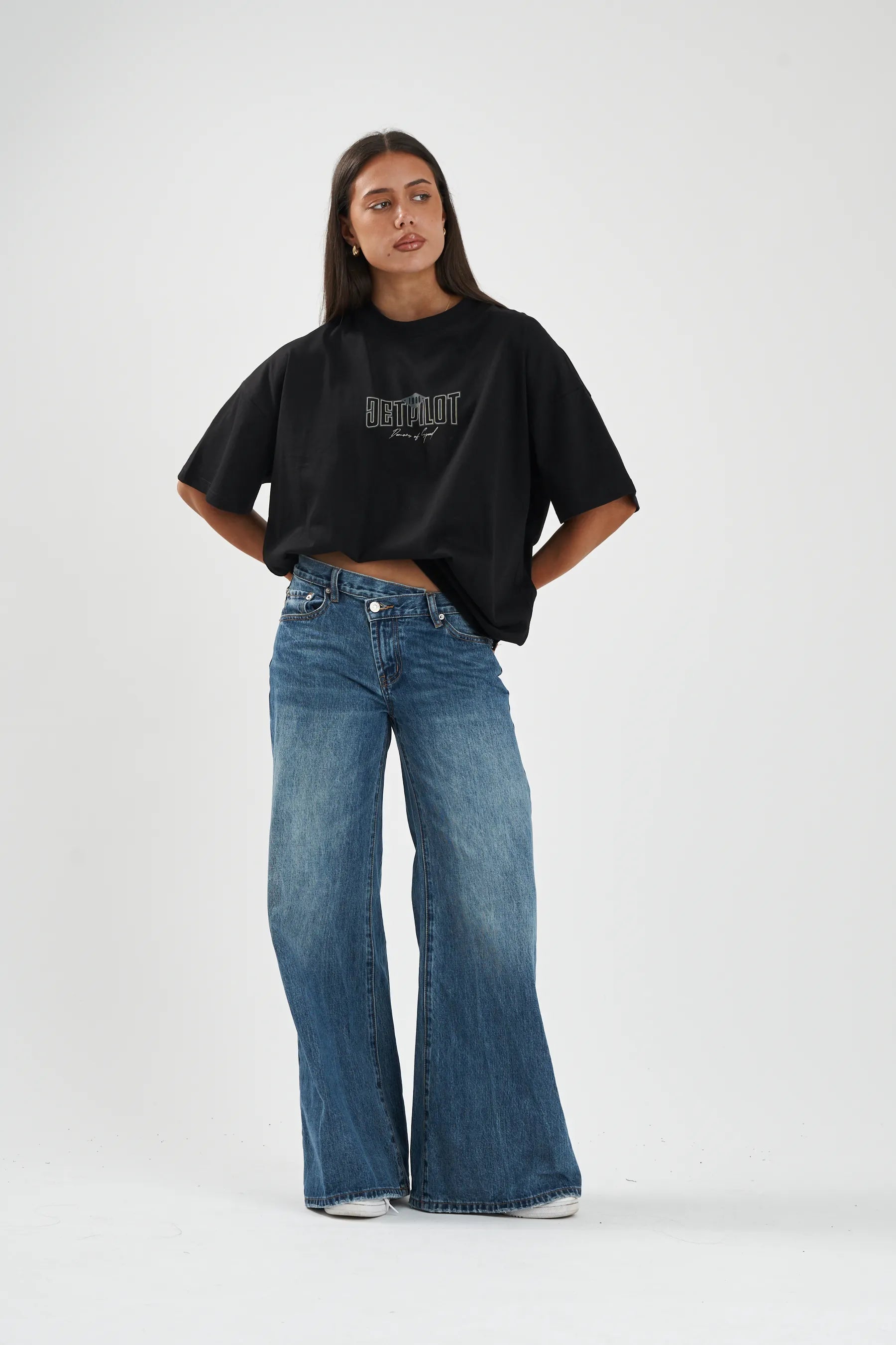 Jetpilot Demons Of Speed mens oversized graphic tee in Black/Grey — view 8 of 11
