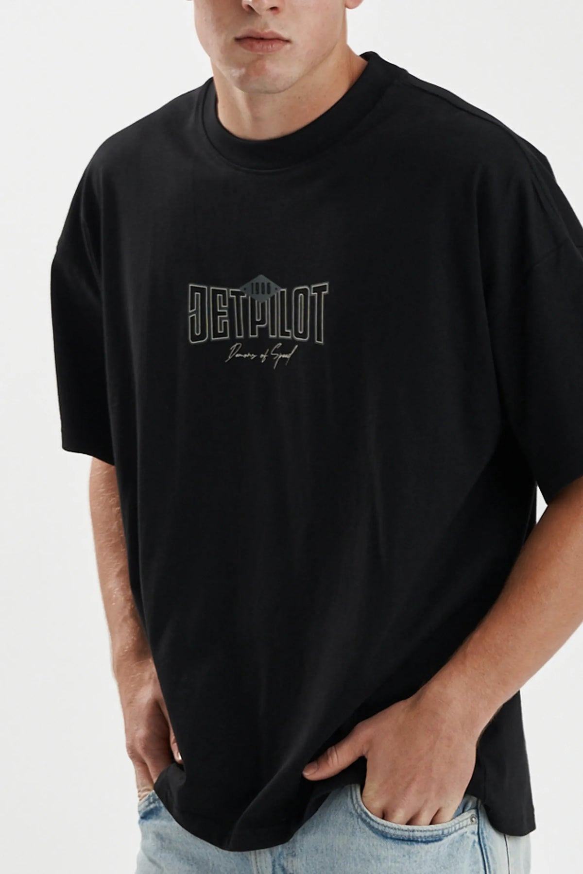 Jetpilot Demons Of Speed mens oversized graphic tee in Black/Grey — view 3 of 11