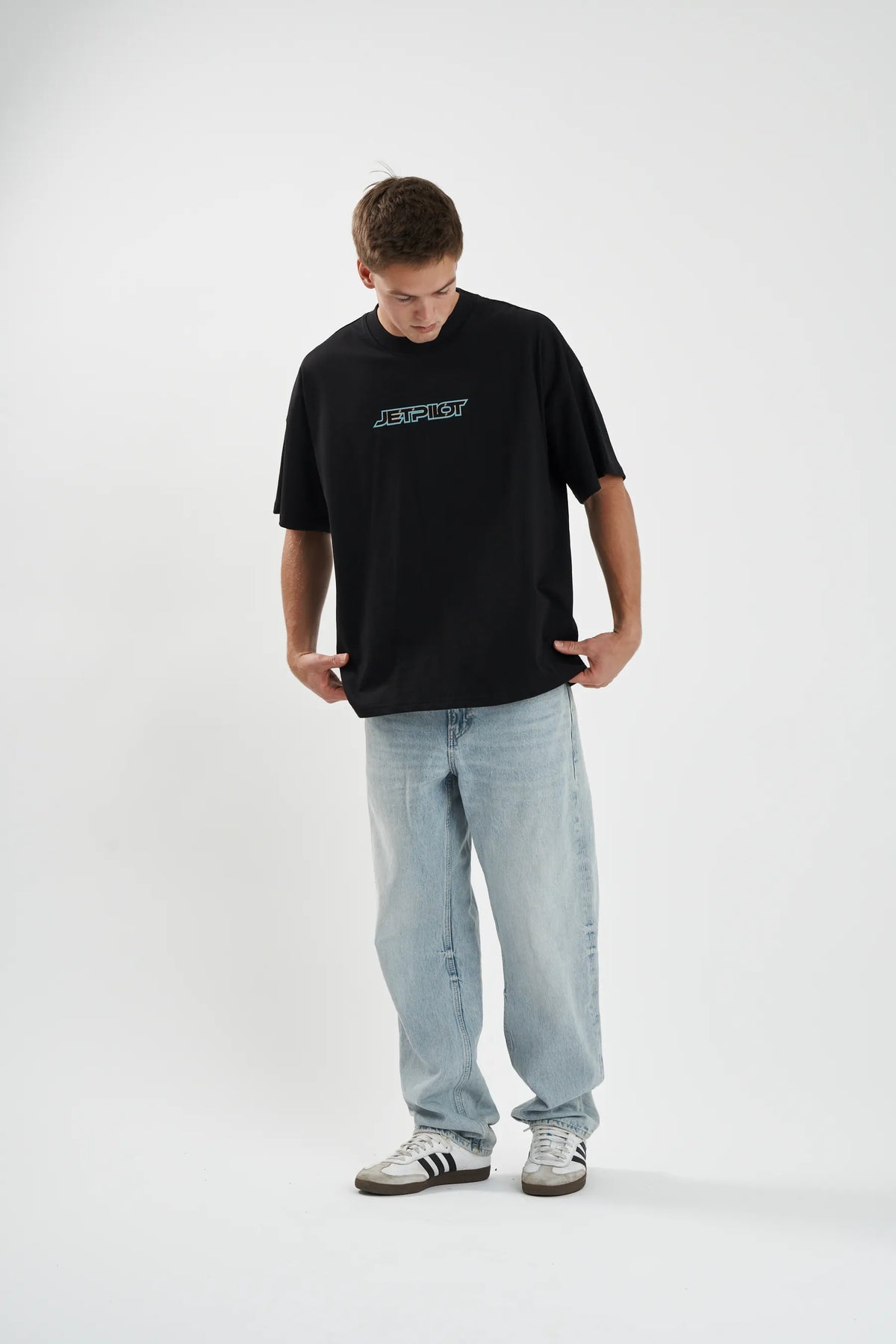 Jetpilot Stocked Up Spinal mens oversized graphic tee in Black — view 3 of 12