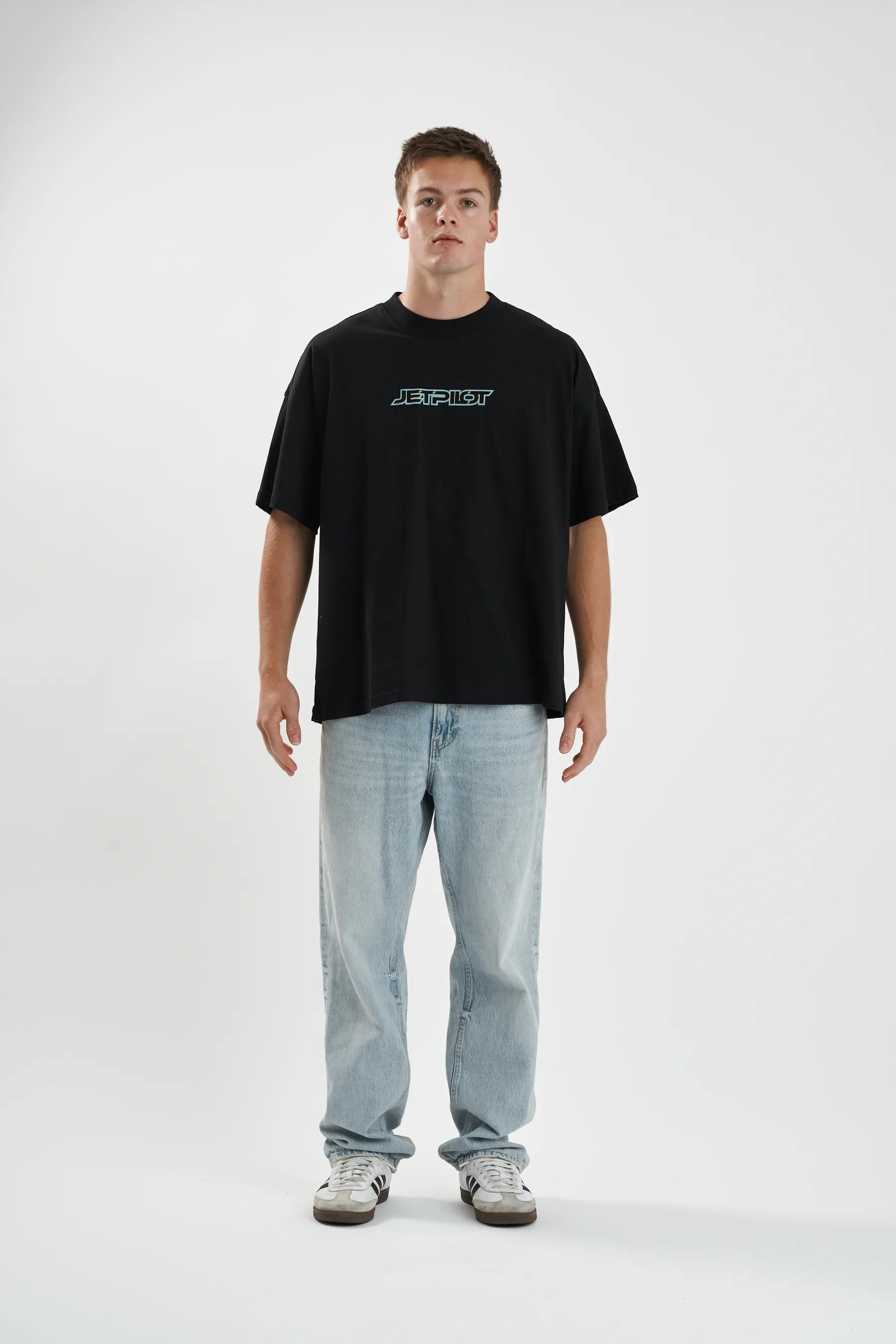 Jetpilot Stocked Up Spinal mens oversized graphic tee in Black — view 5 of 12