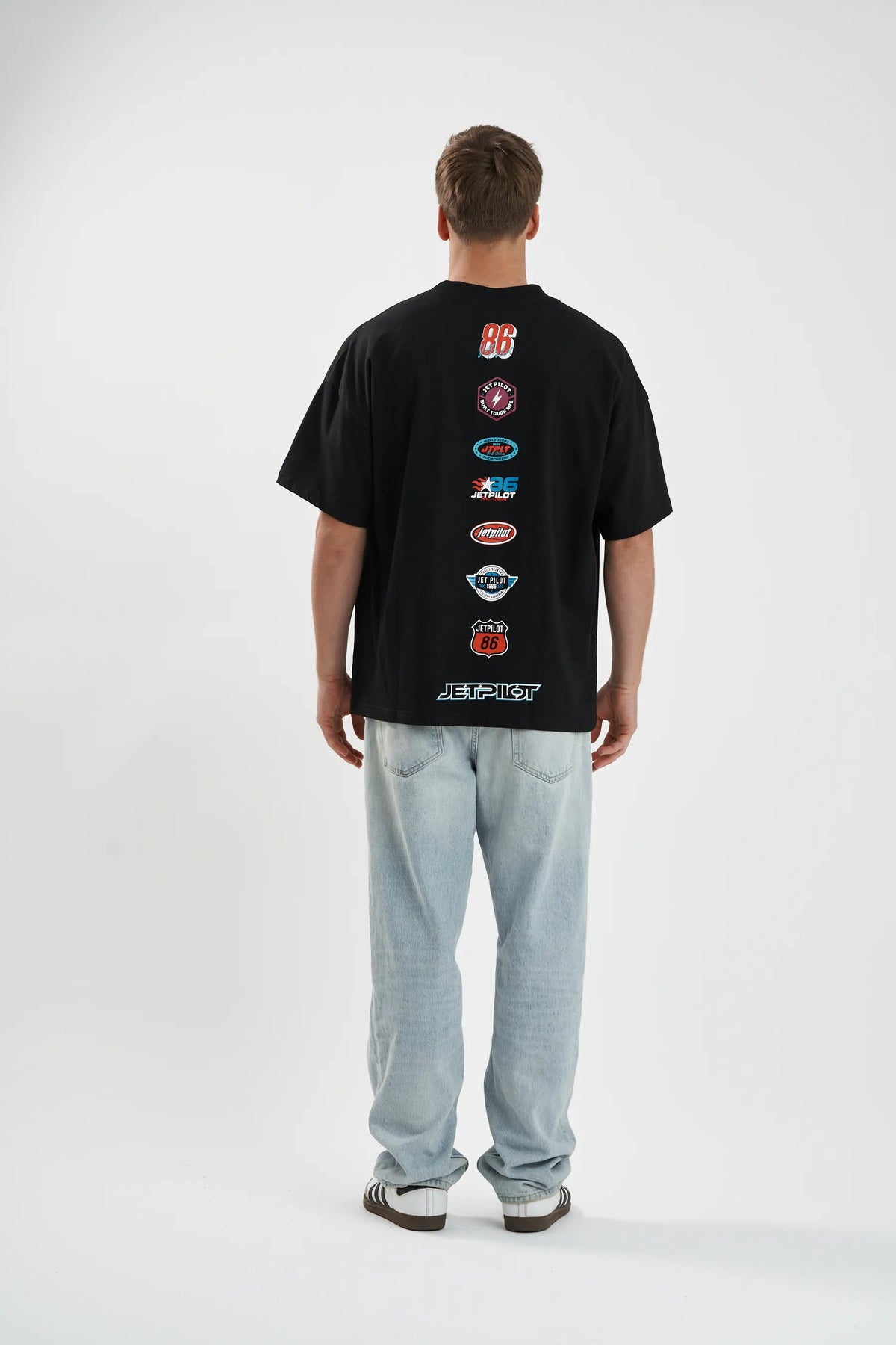 Jetpilot Stocked Up Spinal mens oversized graphic tee in Black — view 7 of 12