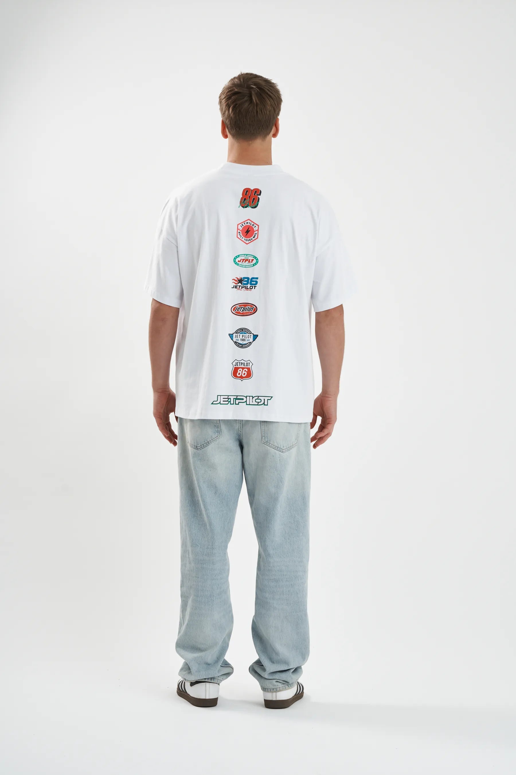 Jetpilot Stocked Up Spinal mens oversized graphic tee in White — view 7 of 13