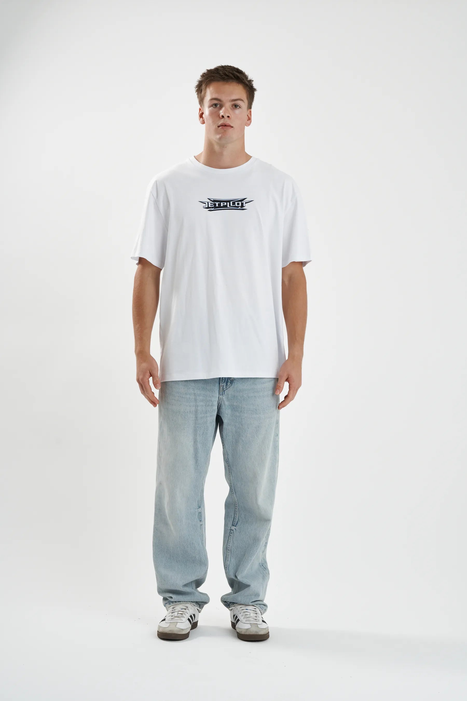 Jetpilot Velocity mens oversized graphic tee in White — view 7 of 8