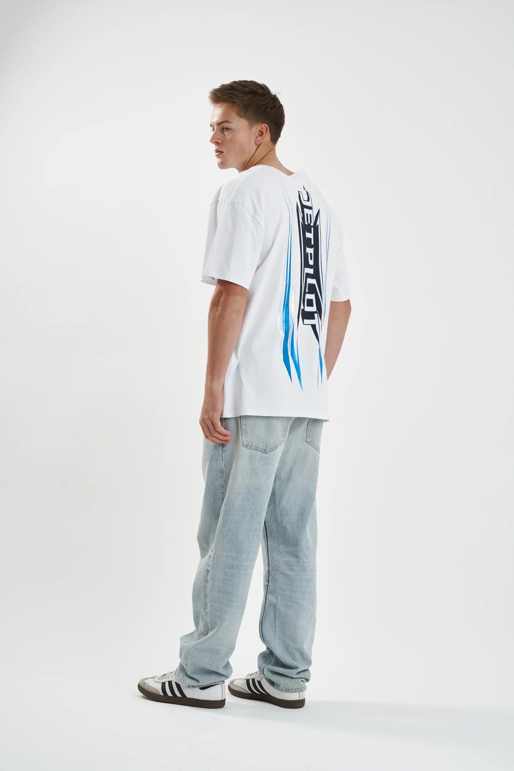 Jetpilot Velocity mens oversized graphic tee in White — view 6 of 8