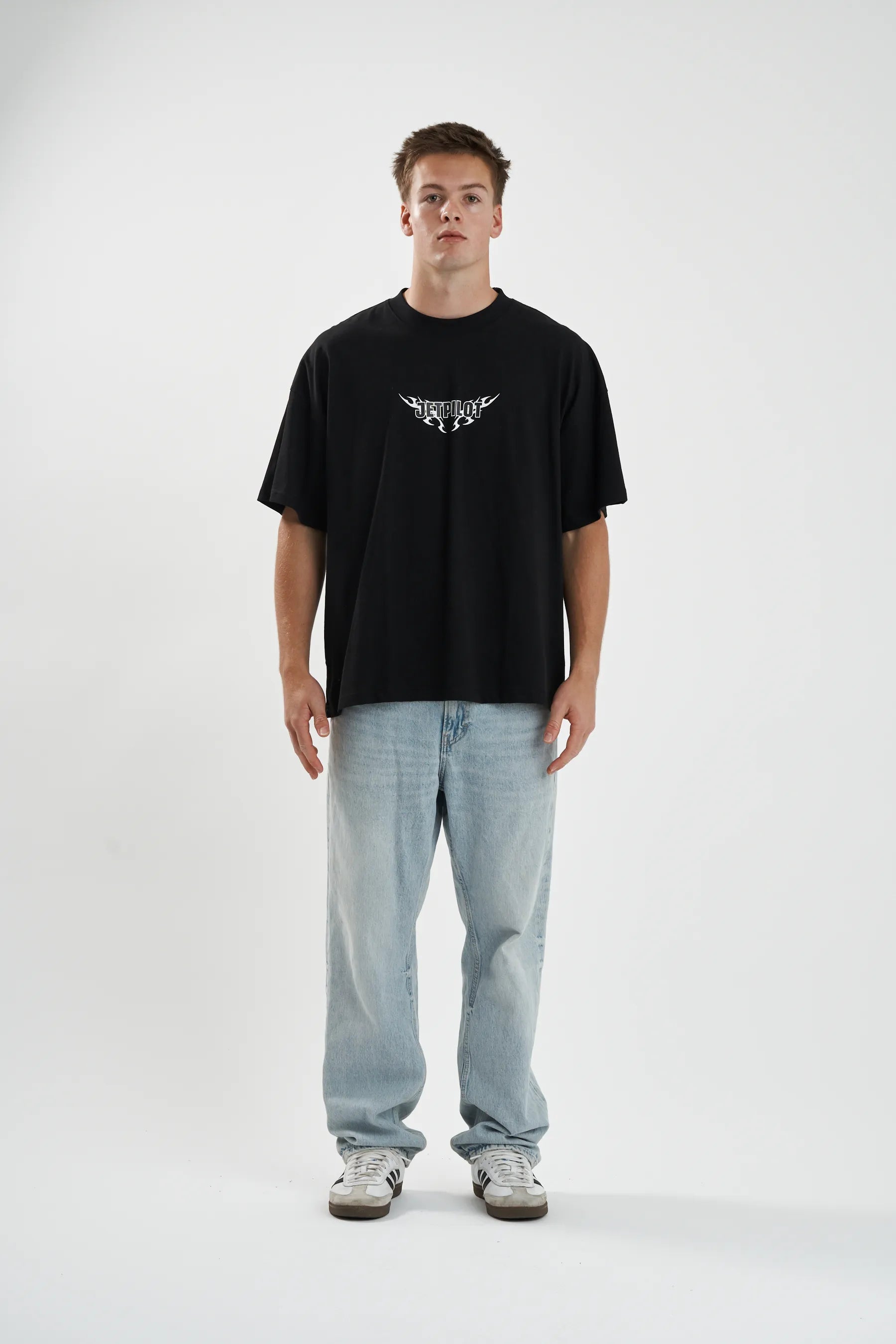Jetpilot Company mens oversized graphic tee in Black — view 11 of 11