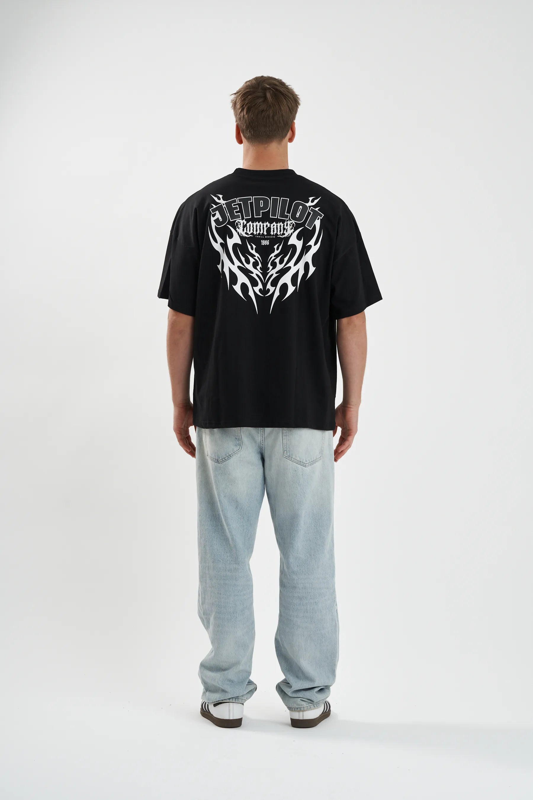 Jetpilot Company mens oversized graphic tee in Black — view 5 of 11