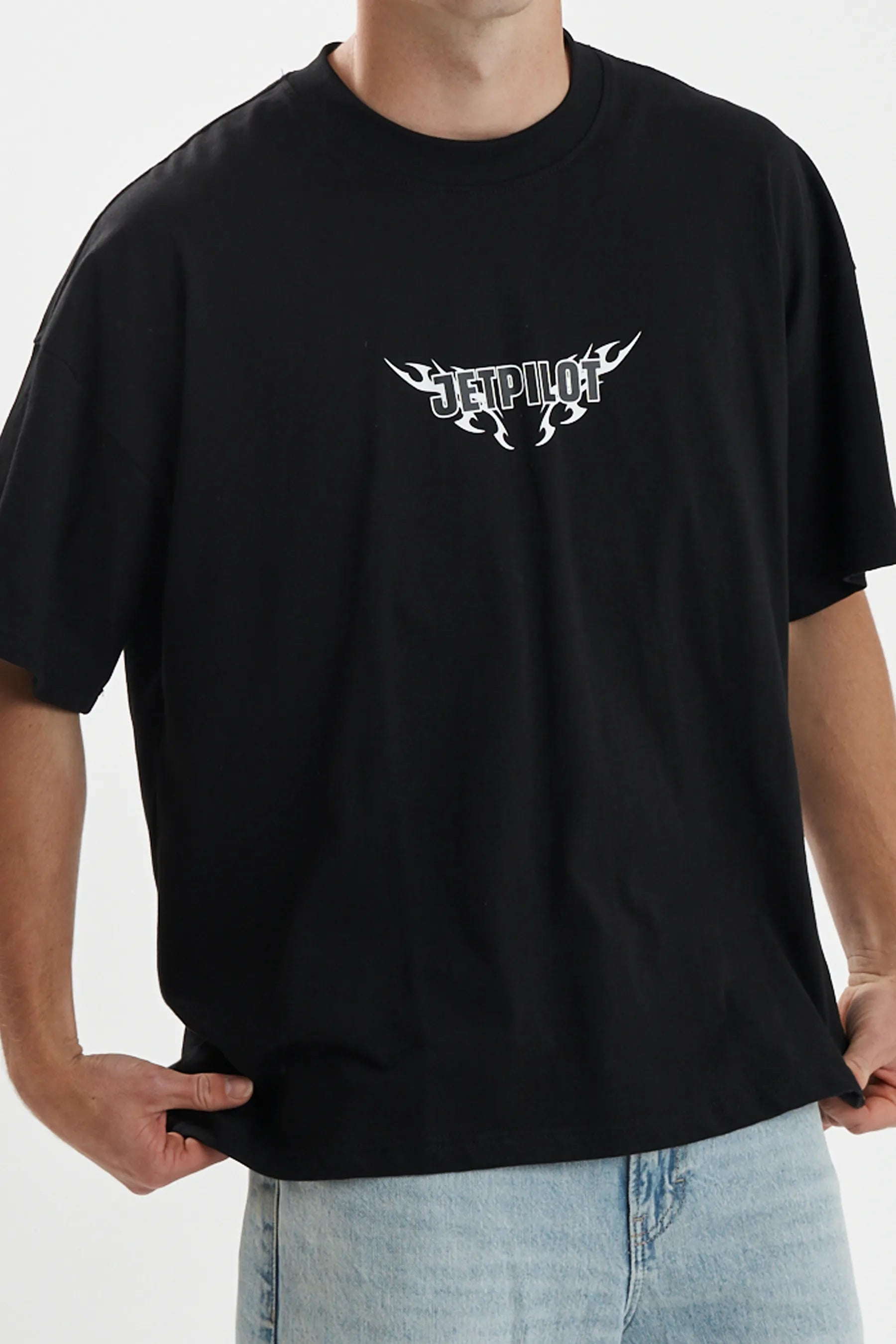 Jetpilot Company mens oversized graphic tee in Black — view 6 of 11