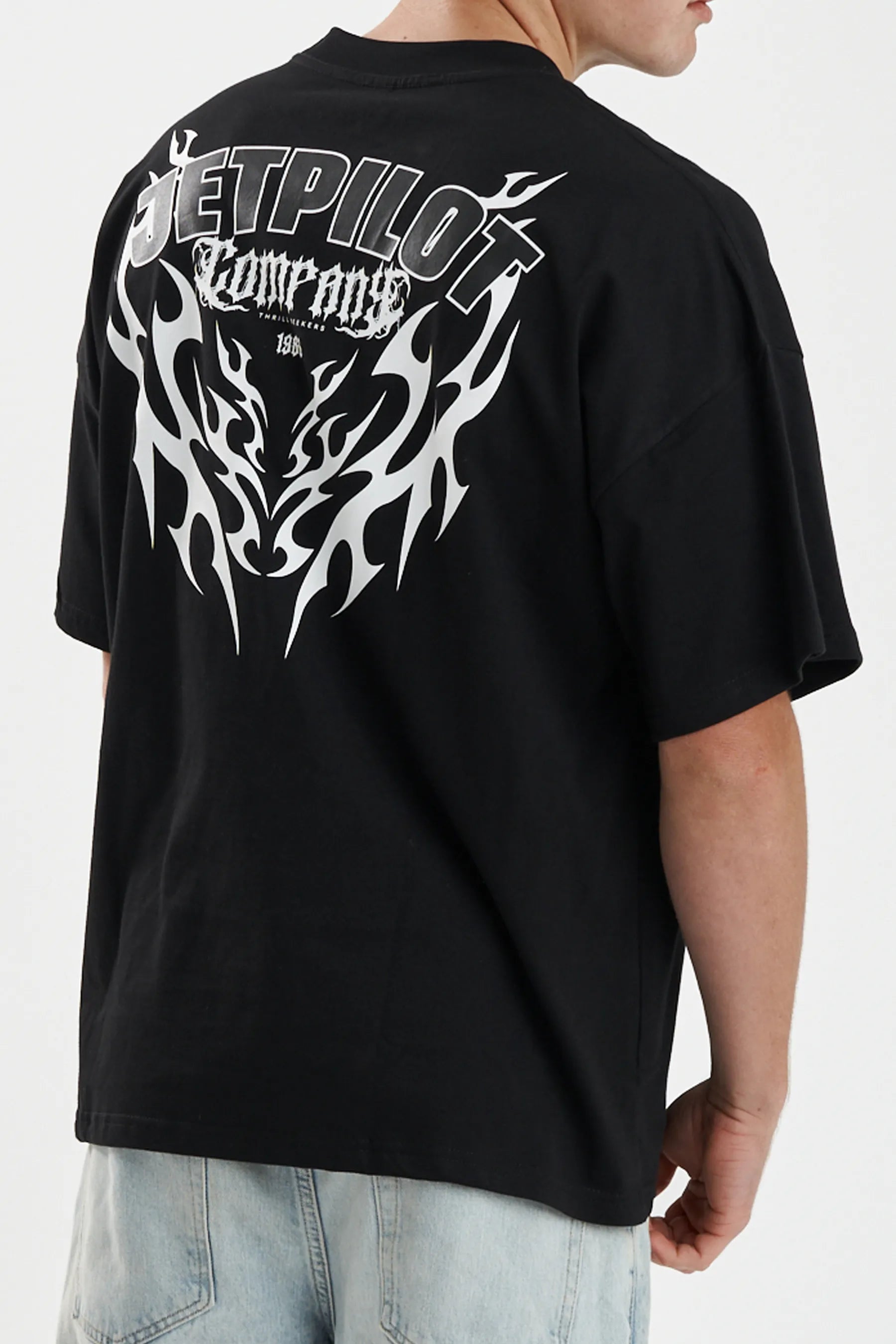 Jetpilot Company mens oversized graphic tee in Black — view 9 of 11