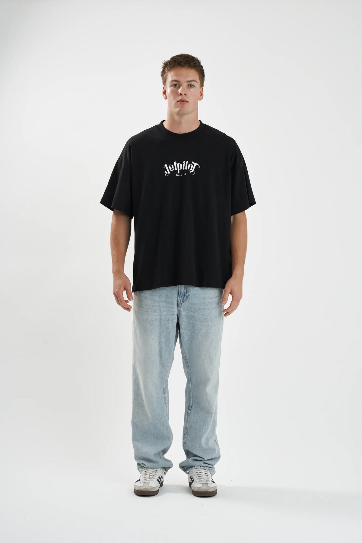 Jetpilot Plastered mens oversized graphic tee in Black — view 3 of 7