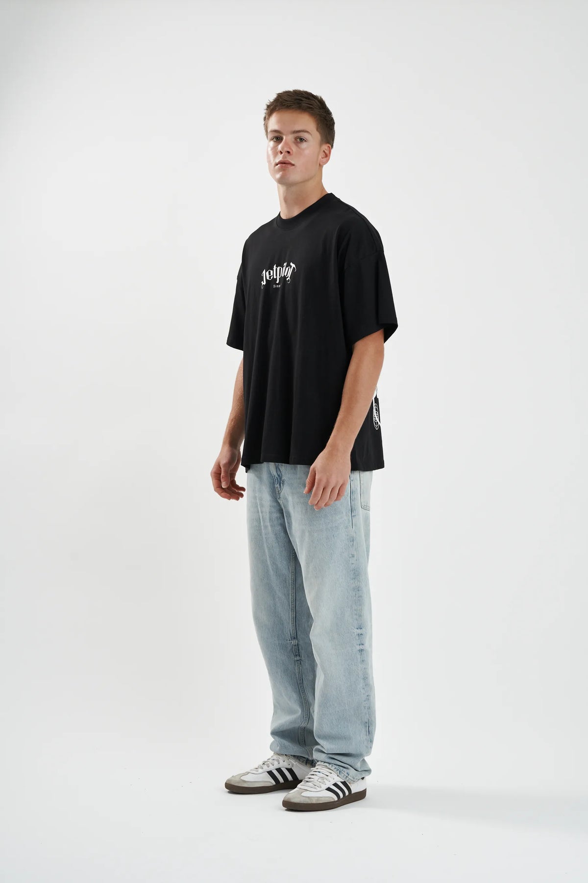 Jetpilot Plastered mens oversized graphic tee in Black — view 4 of 7
