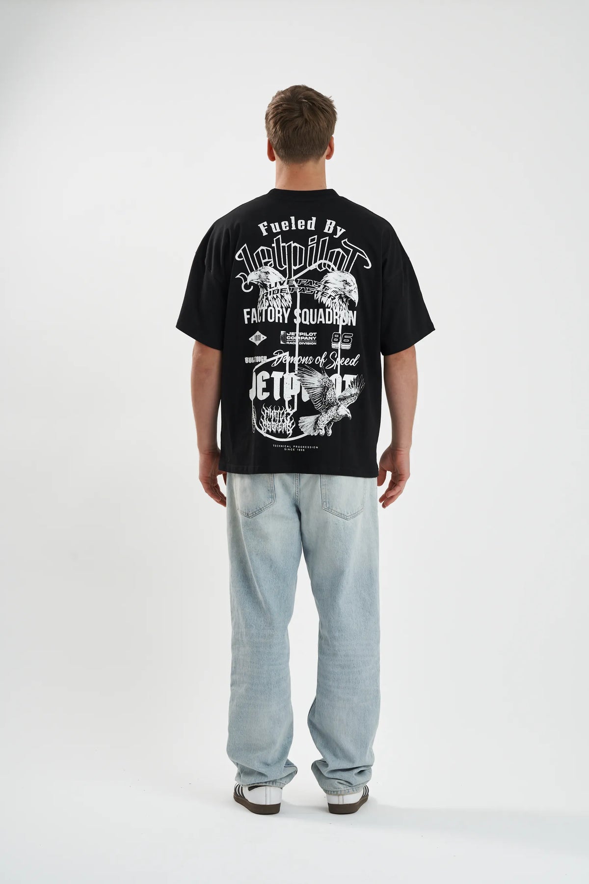 Jetpilot Plastered mens oversized graphic tee in Black — view 5 of 7