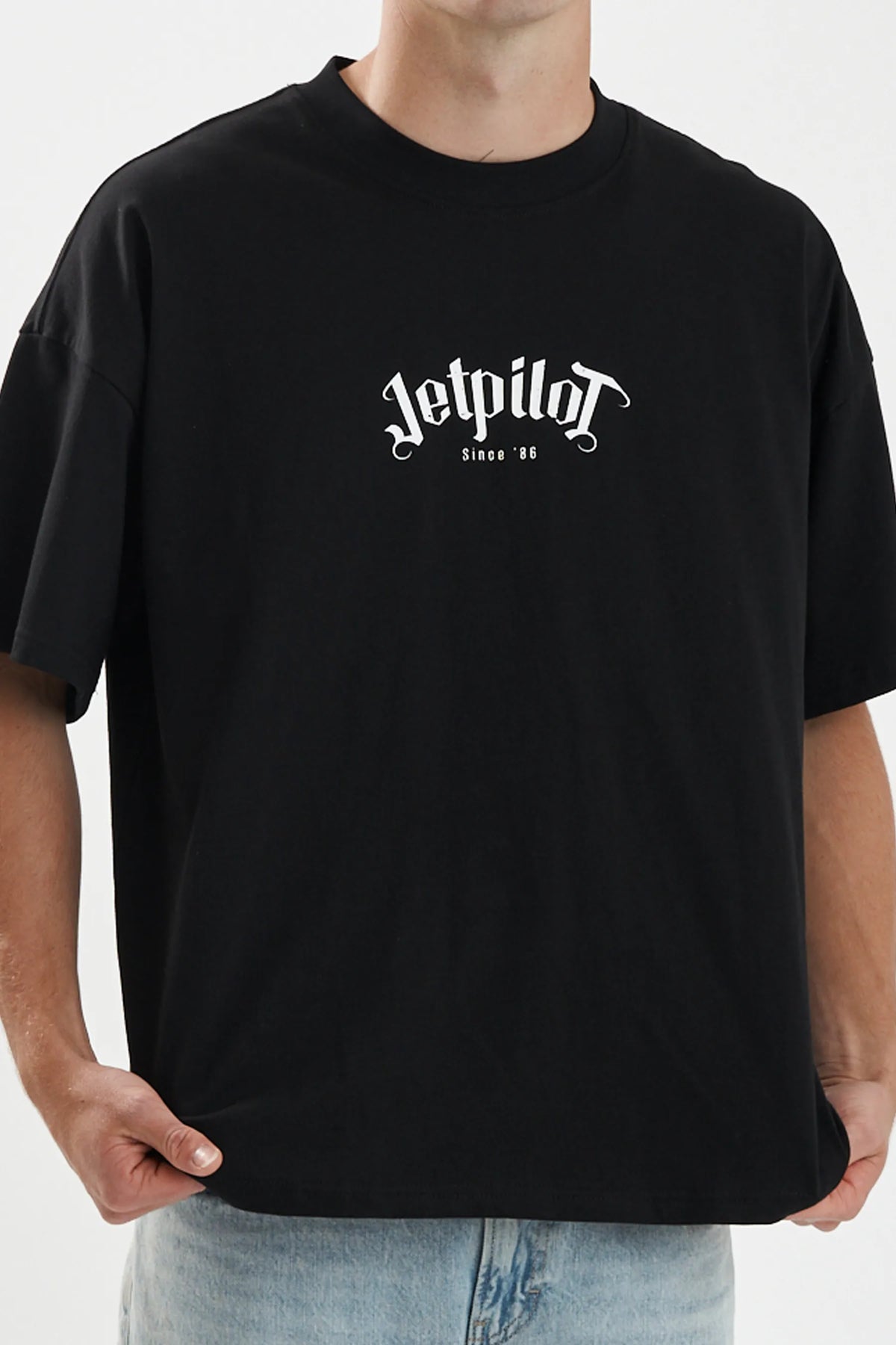 Jetpilot Plastered mens oversized graphic tee in Black — view 6 of 7