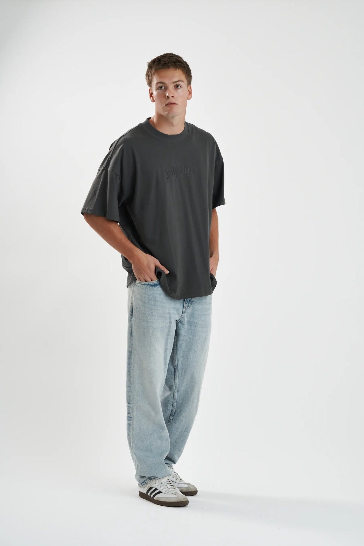 Jetpilot Plastered mens oversized graphic tee in Grey — view 6 of 7