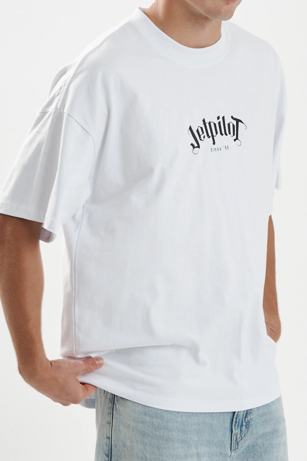 Jetpilot Plastered mens oversized graphic tee in White — view 7 of 7
