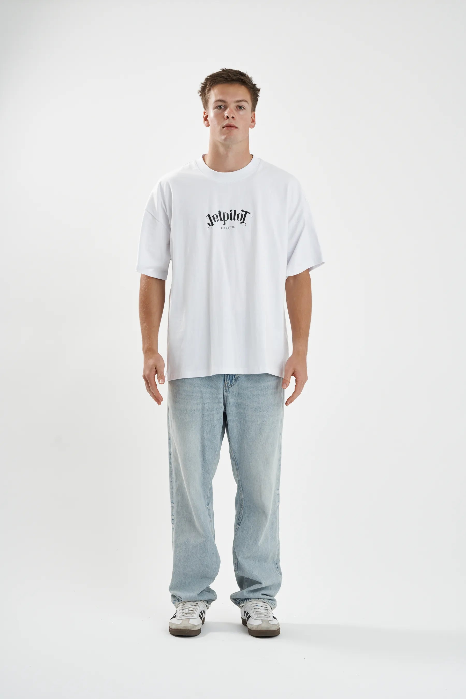 Jetpilot Plastered mens oversized graphic tee in White — view 3 of 7