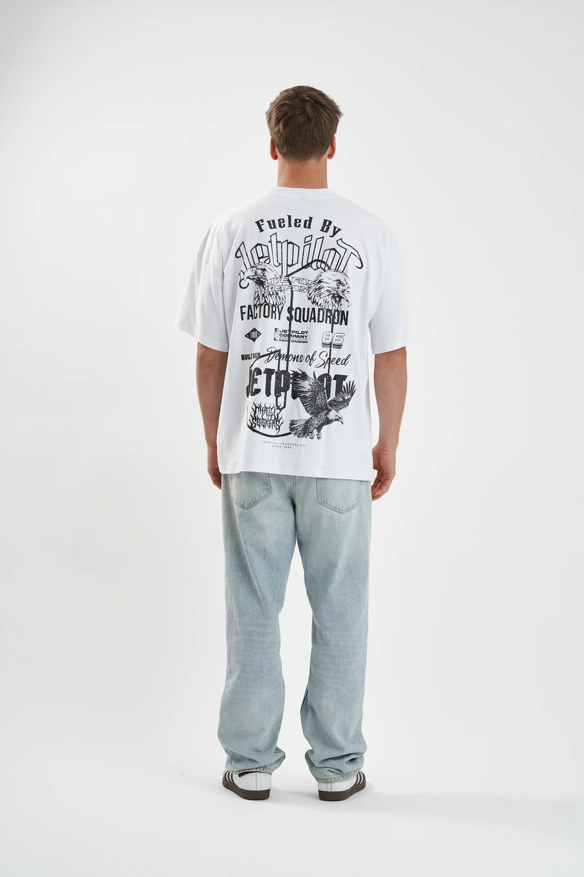 Jetpilot Plastered mens oversized graphic tee in White — view 5 of 7