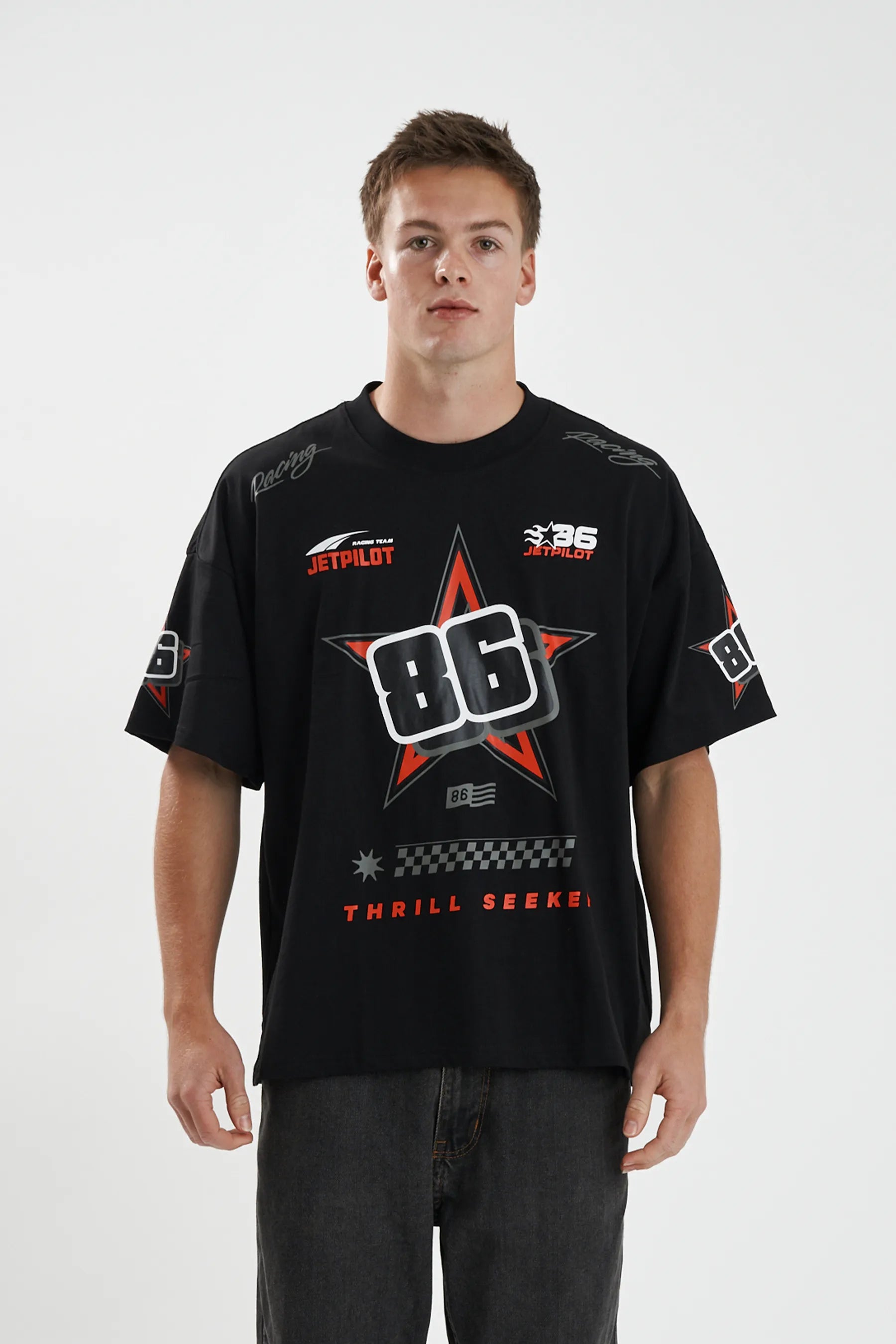 Jetpilot Race Fan Mens Tee - Black/Red
