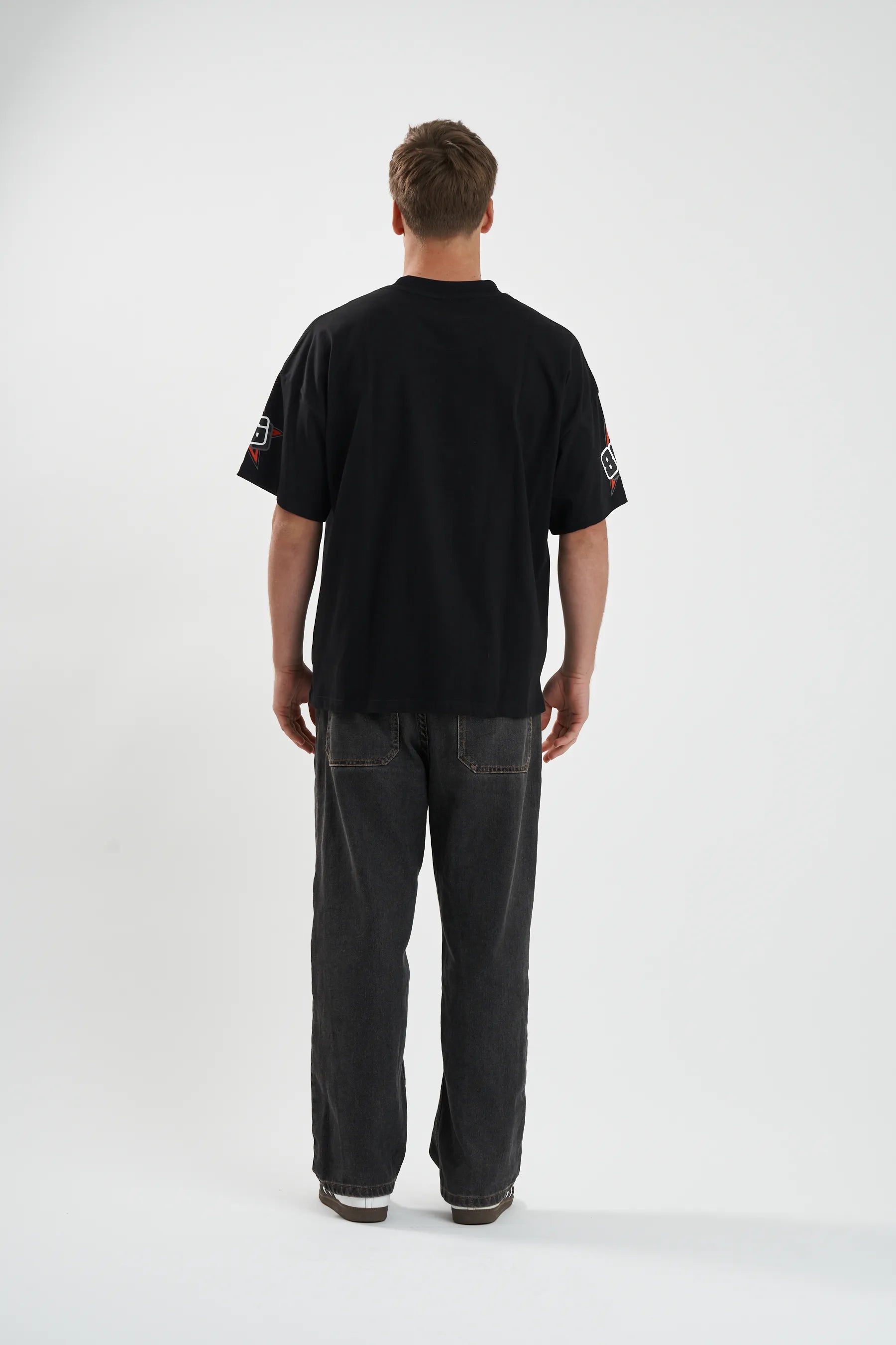 Jetpilot Race Fan mens oversized graphic tee in Black/Red — view 4 of 6