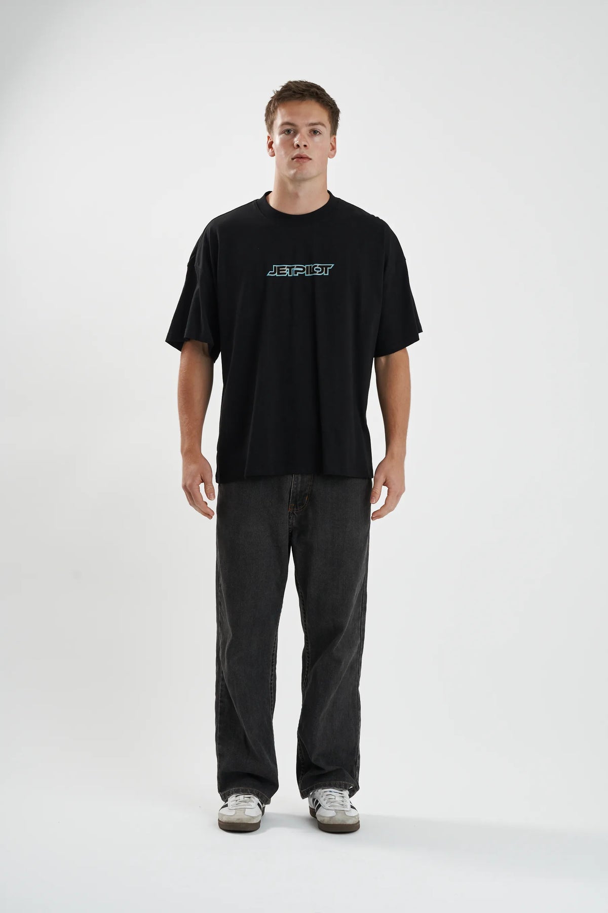 Jetpilot Stocked Up mens oversized graphic tee in Black — view 2 of 8