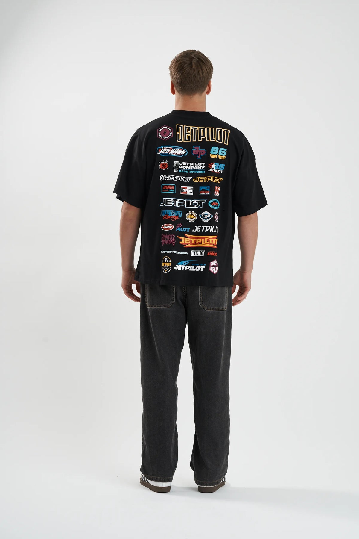 Jetpilot Stocked Up mens oversized graphic tee in Black — view 4 of 8