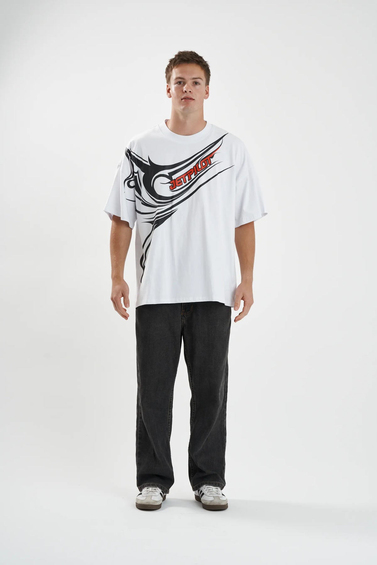 Jetpilot Sinister mens oversized graphic tee in White — view 2 of 8