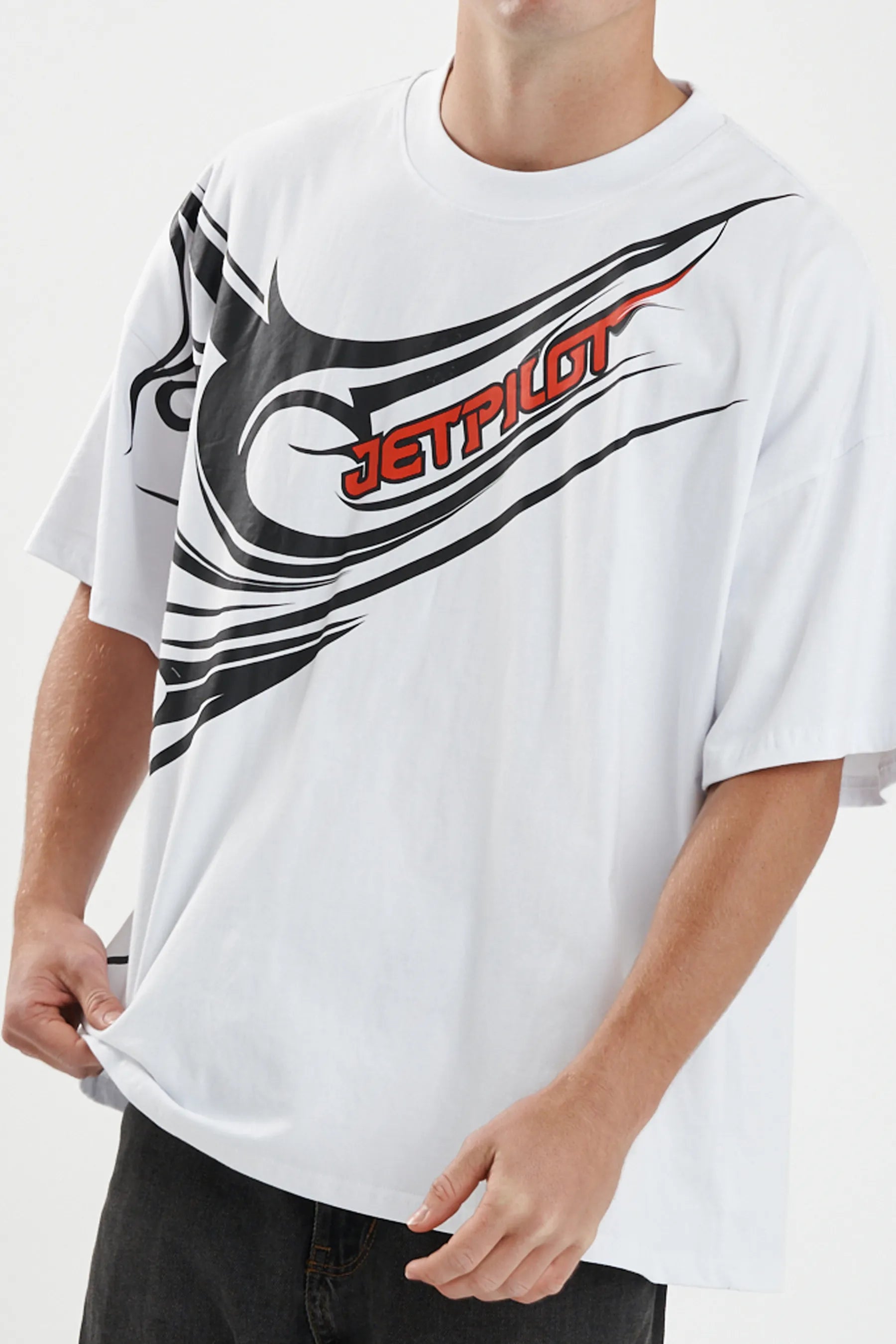 Jetpilot Sinister mens oversized graphic tee in White — view 6 of 8