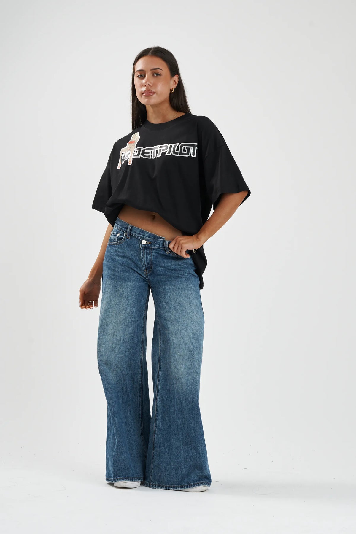 Jetpilot Double D mens oversized graphic tee in Black — view 10 of 12