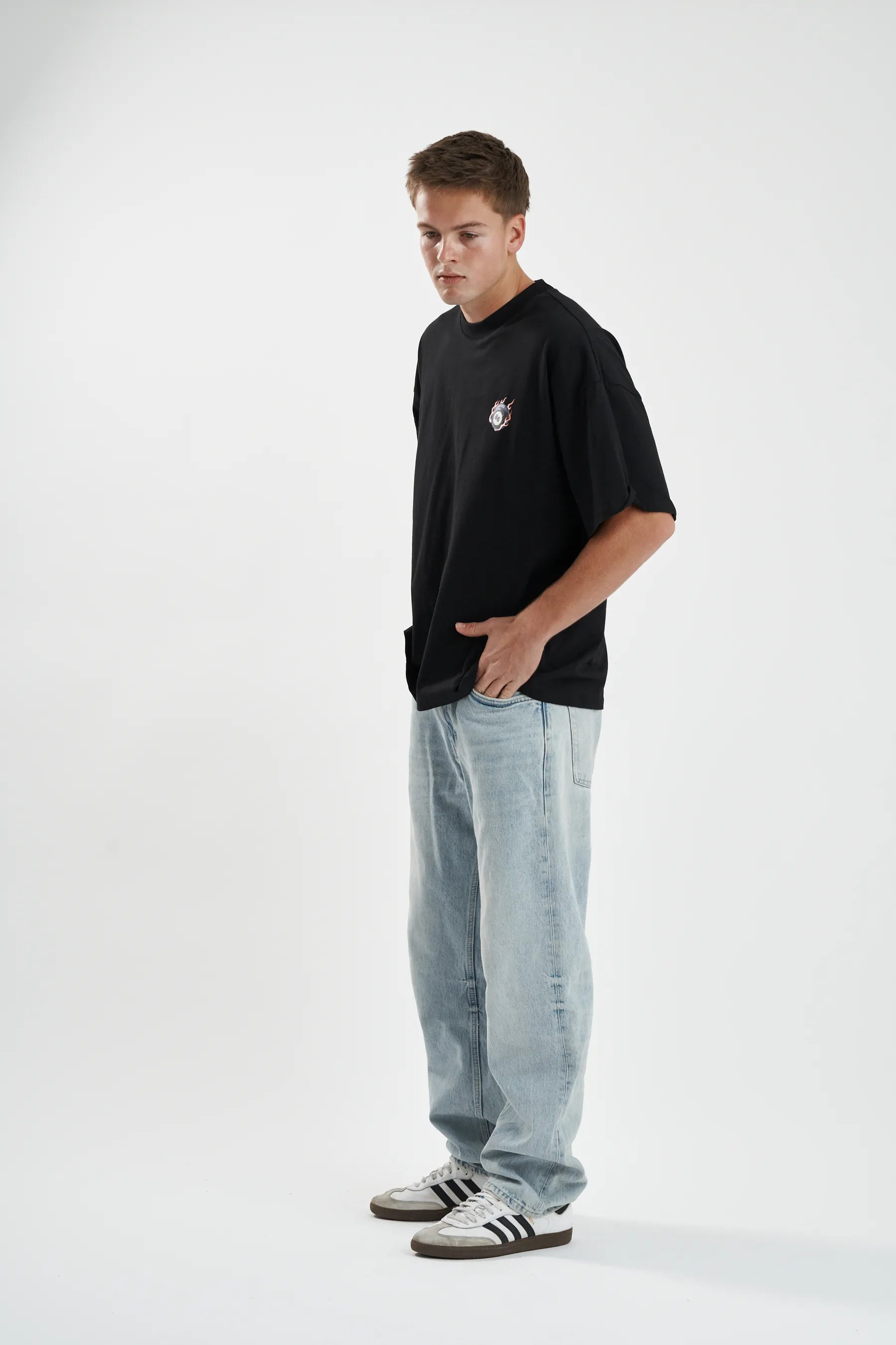 Jetpilot Baller mens oversized graphic tee in Black — view 2 of 8