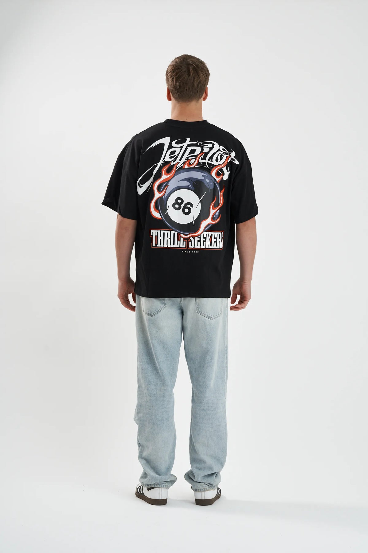 Jetpilot Baller mens oversized graphic tee in Black — view 5 of 8