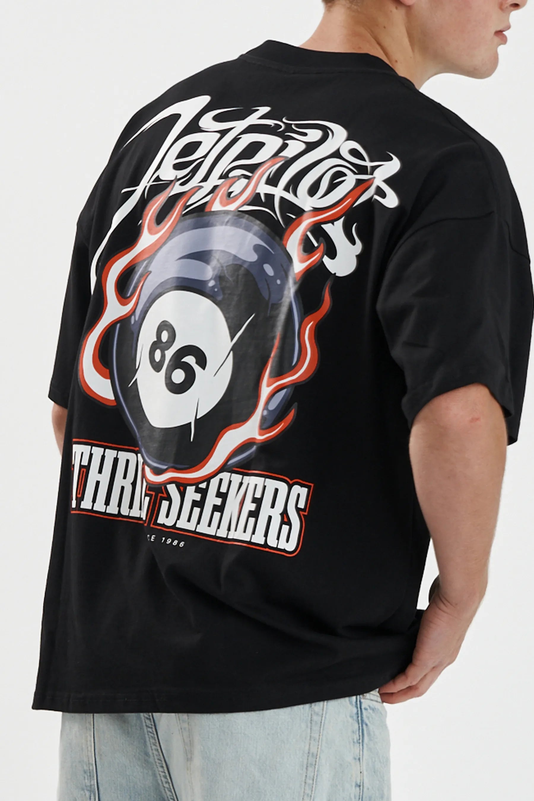 Jetpilot Baller mens oversized graphic tee in Black — view 7 of 8