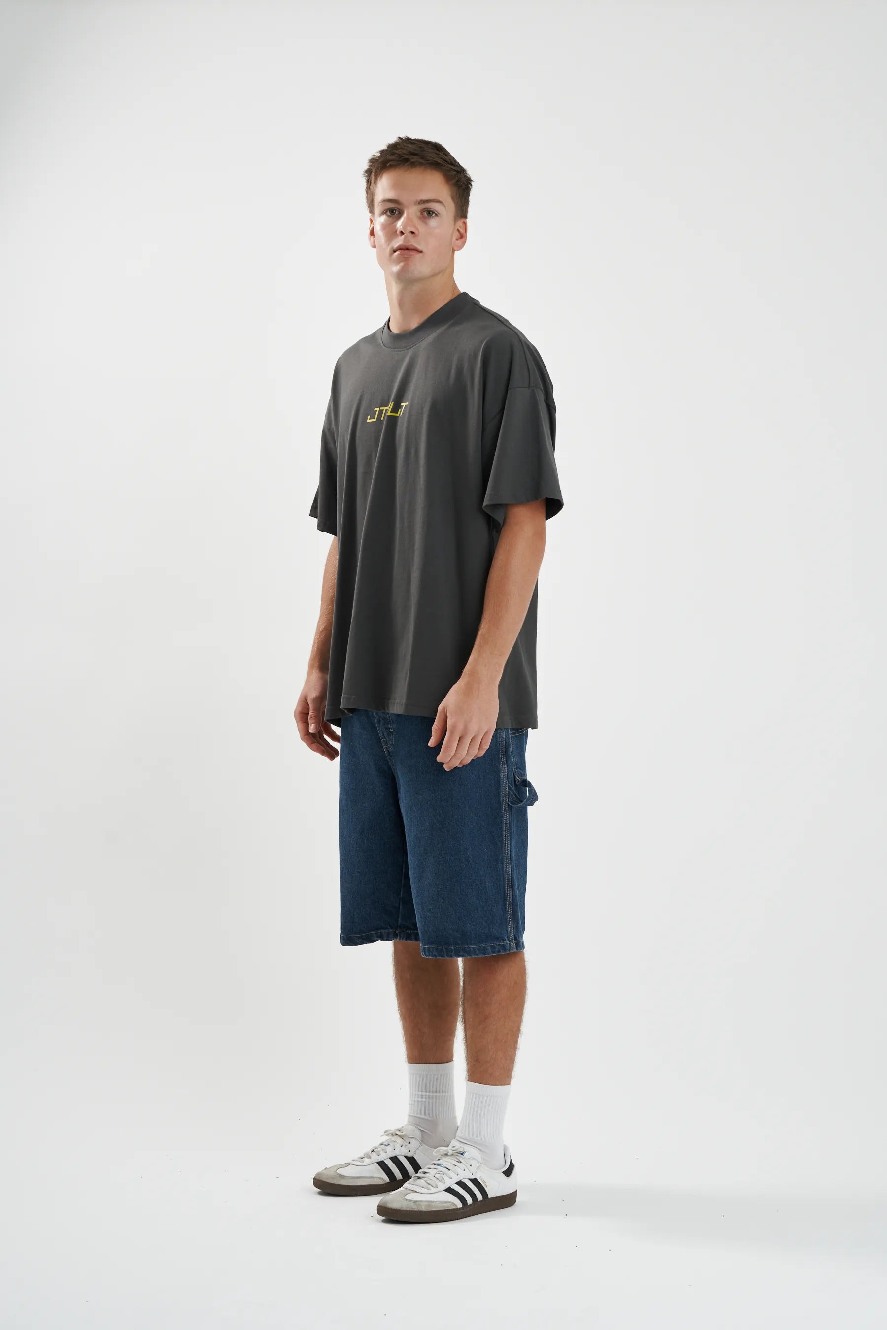Jetpilot Vault Core mens oversized graphic tee in Grey — view 3 of 8