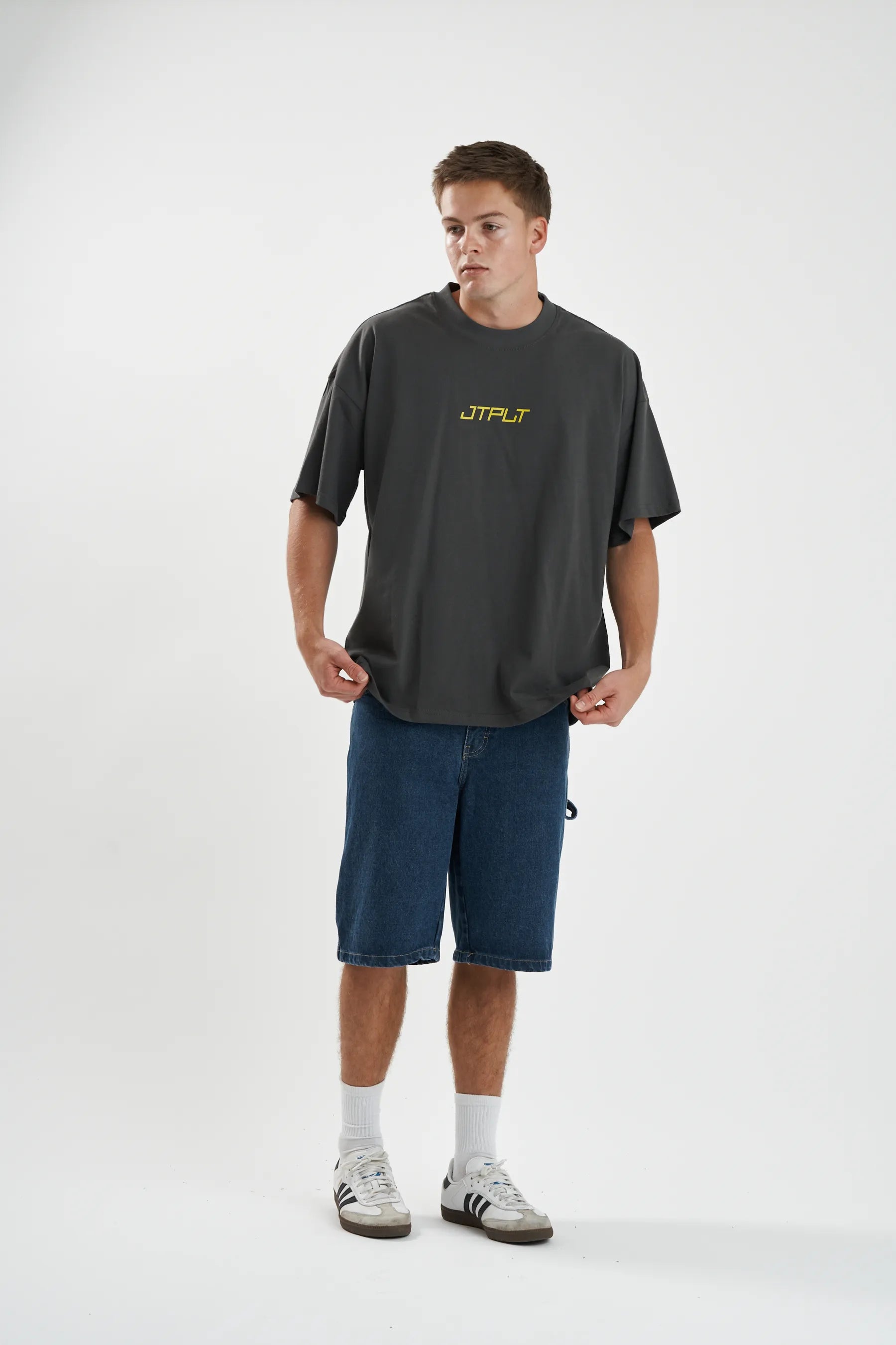 Jetpilot Vault Core mens oversized graphic tee in Grey — view 5 of 8