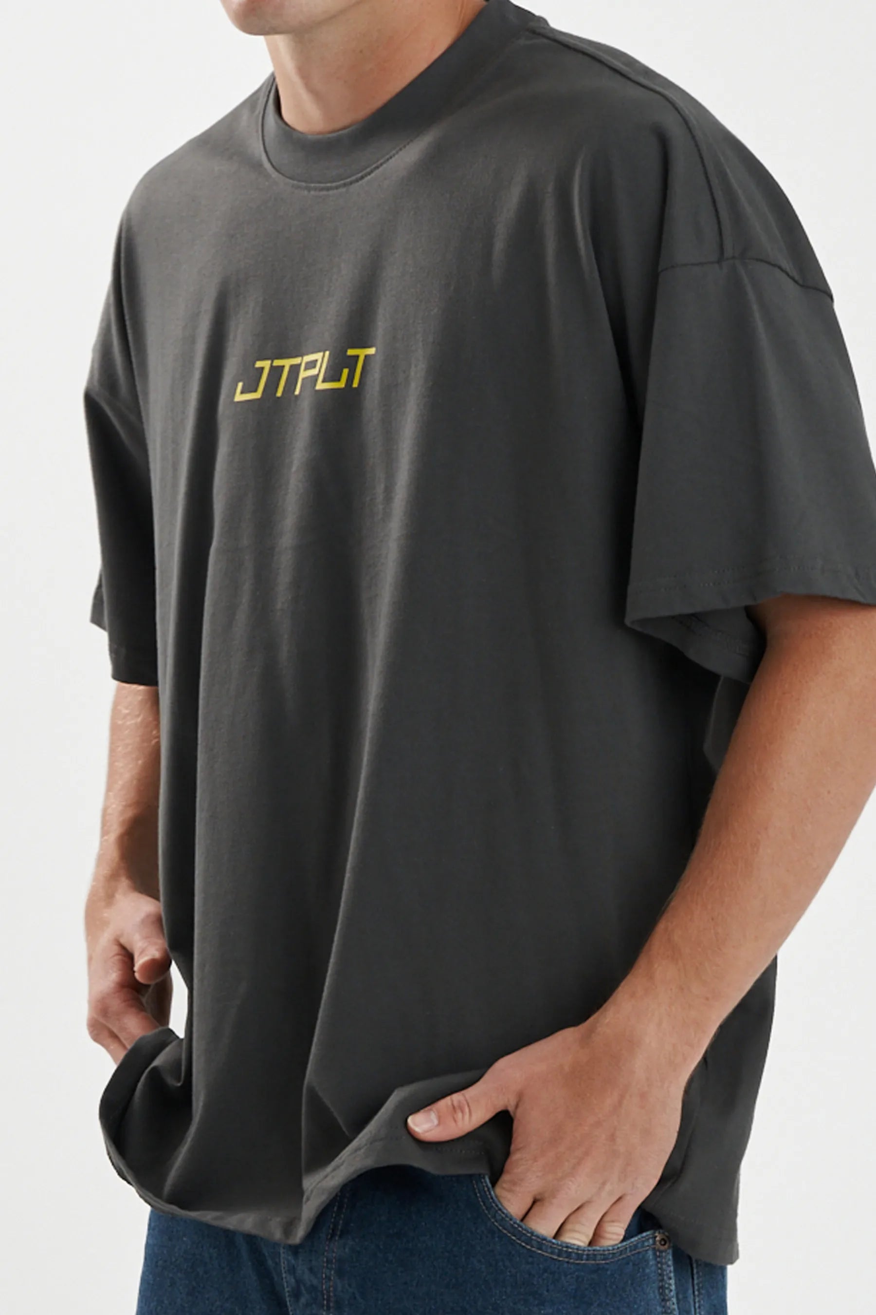 Jetpilot Vault Core mens oversized graphic tee in Grey — view 6 of 8