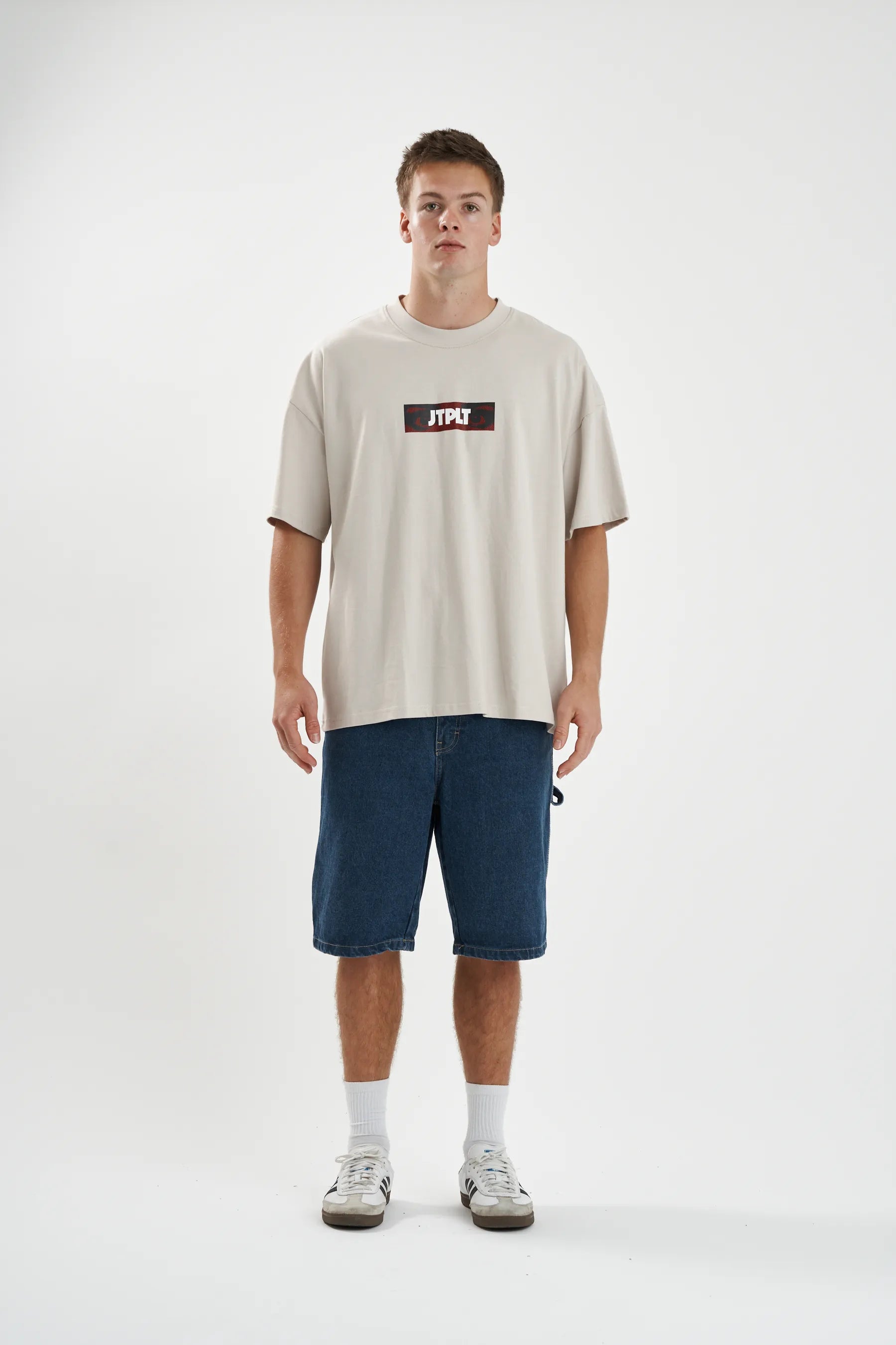 Jetpilot Spiral mens oversized graphic tee in Sand — view 3 of 11