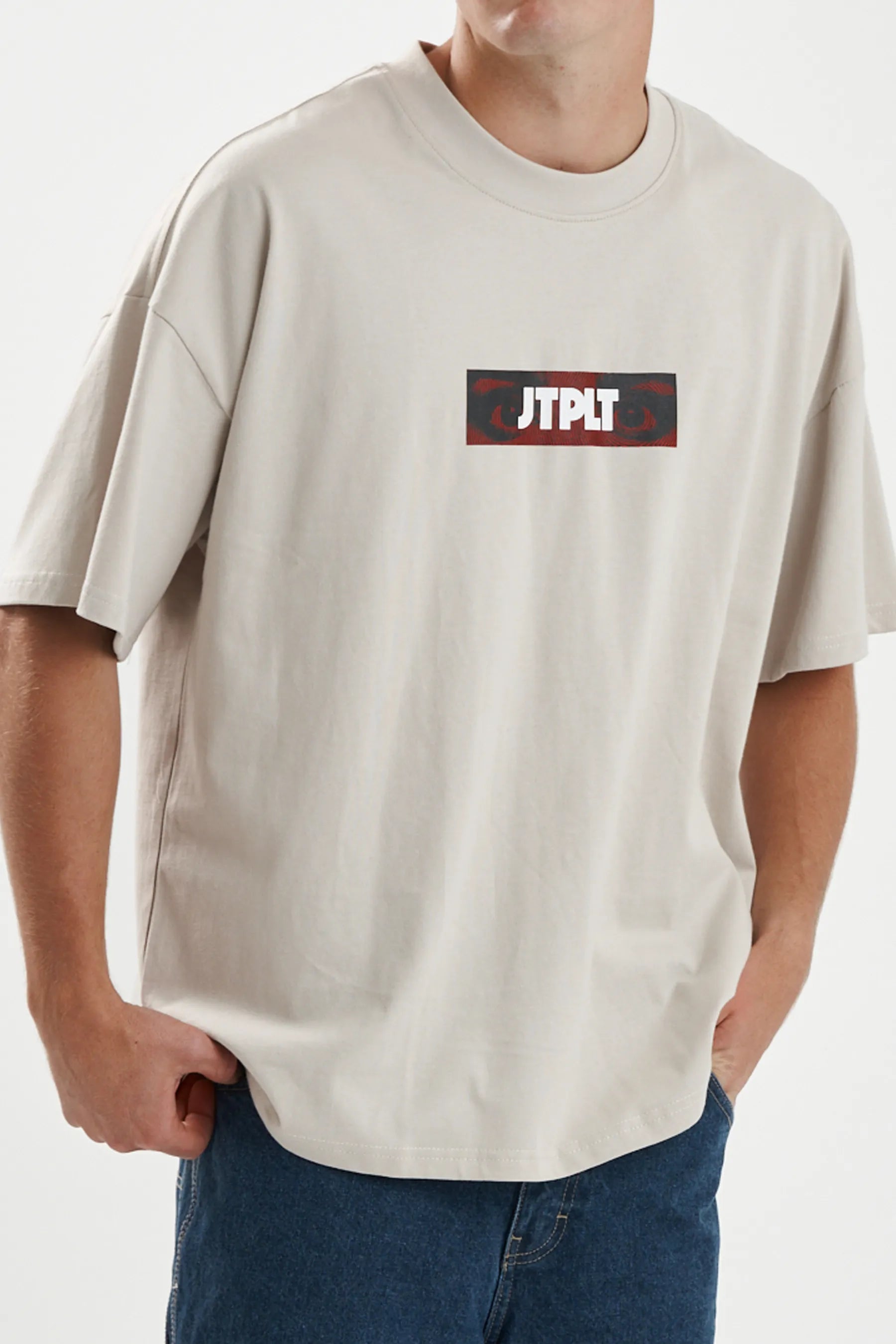 Jetpilot Spiral mens oversized graphic tee in Sand — view 6 of 11