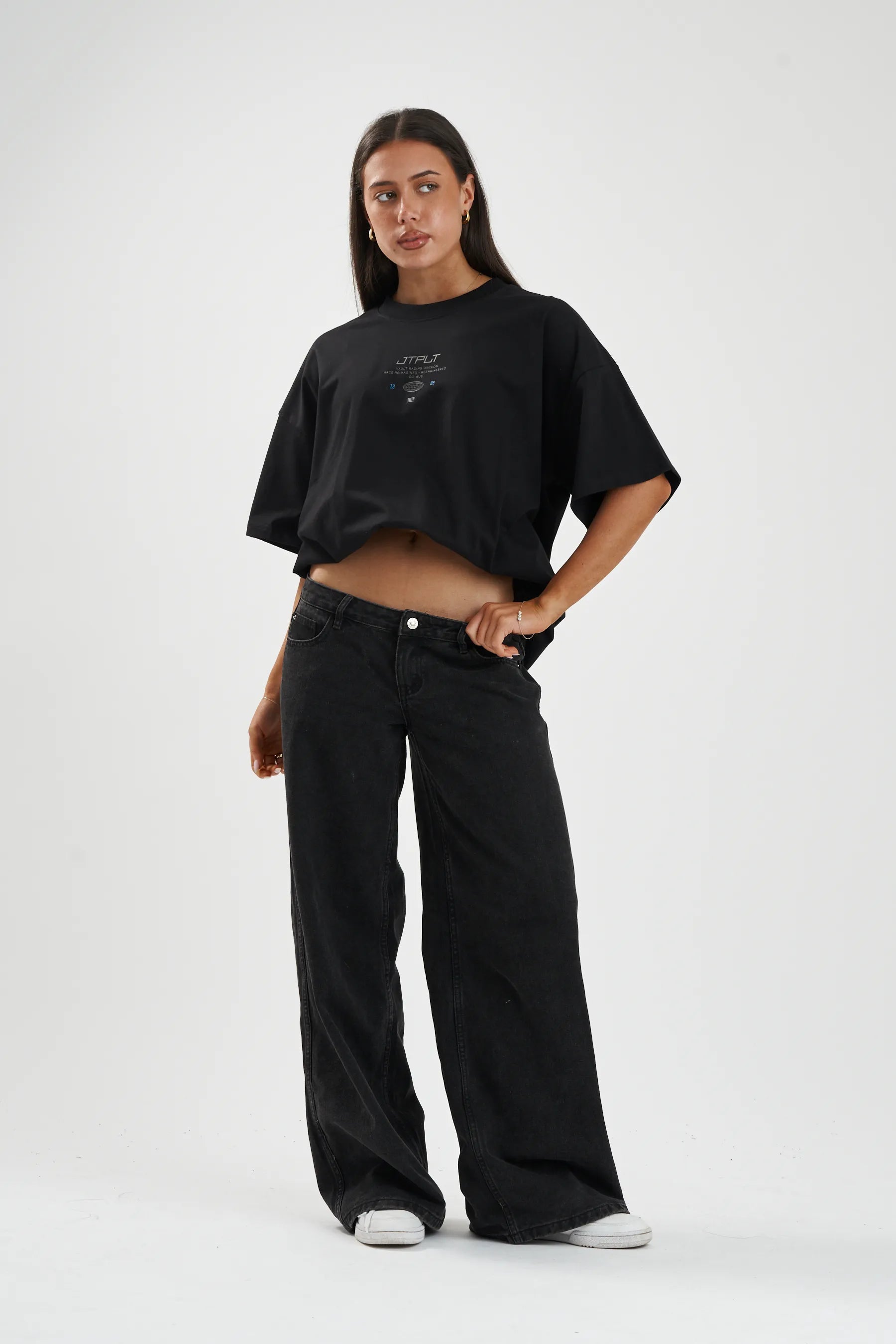 Jetpilot Vault Tech mens oversized graphic tee in Black — view 9 of 12