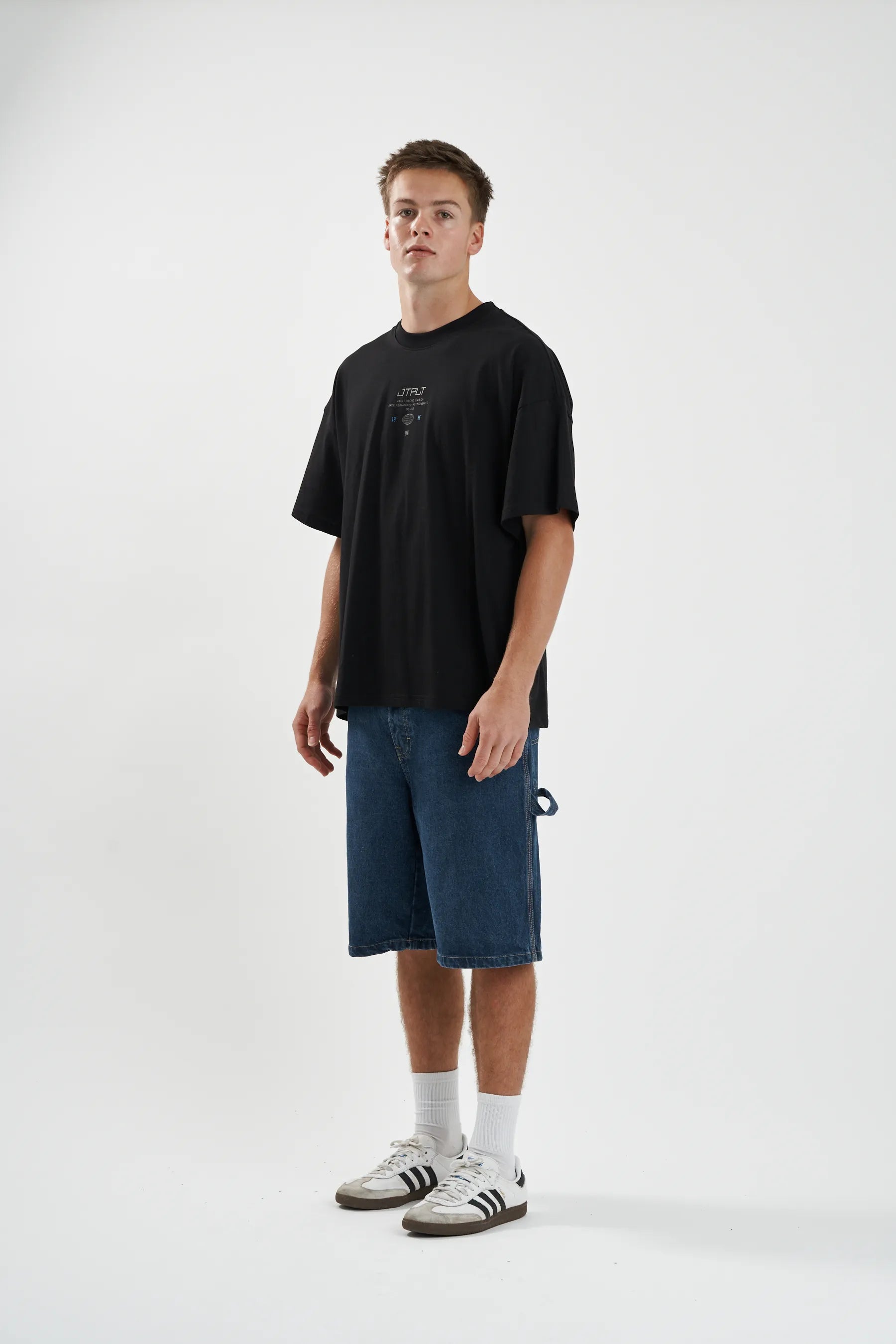 Jetpilot Vault Tech mens oversized graphic tee in Black — view 4 of 12