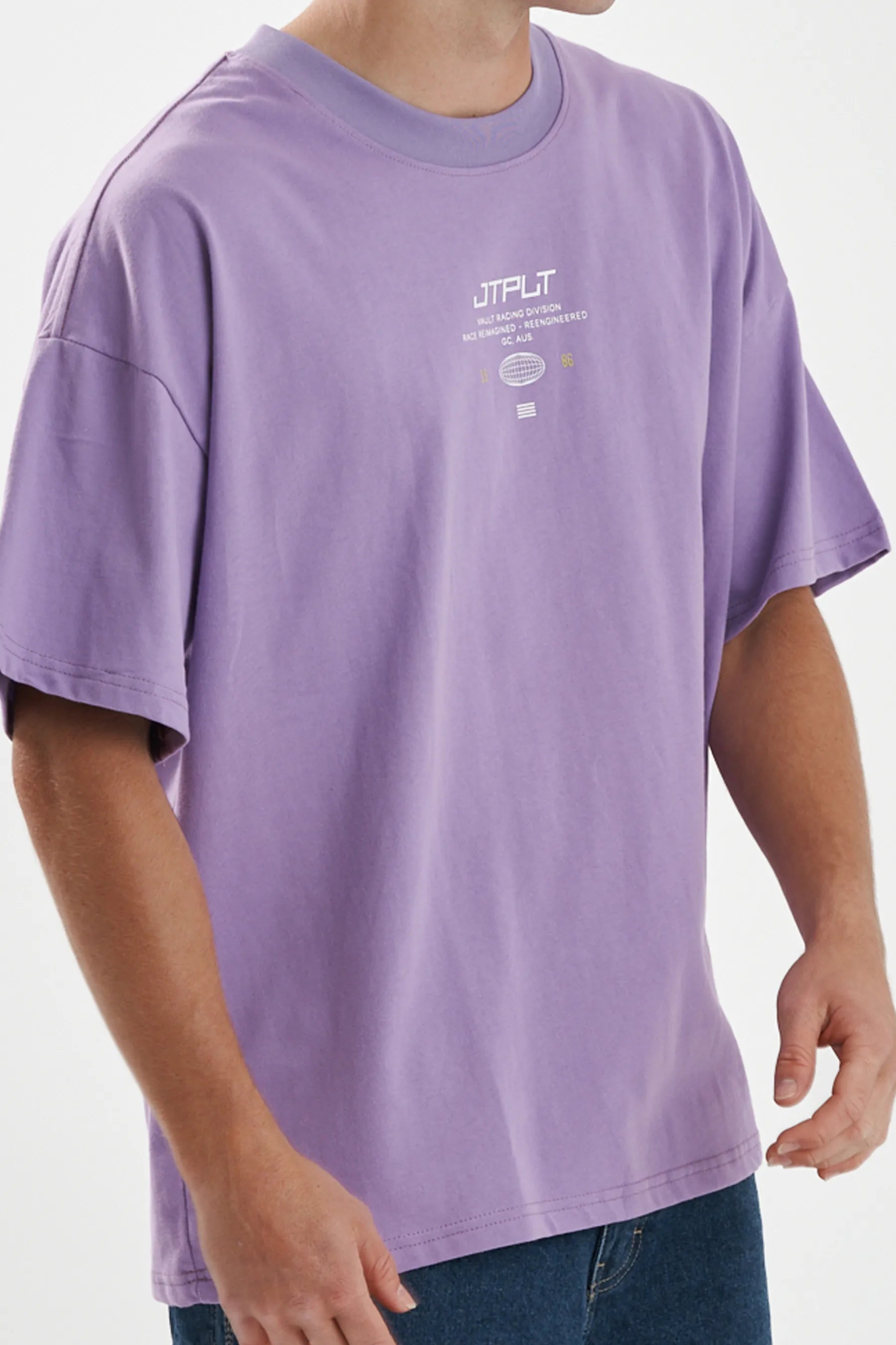 Jetpilot Vault Tech mens oversized graphic tee in Purple — view 7 of 13