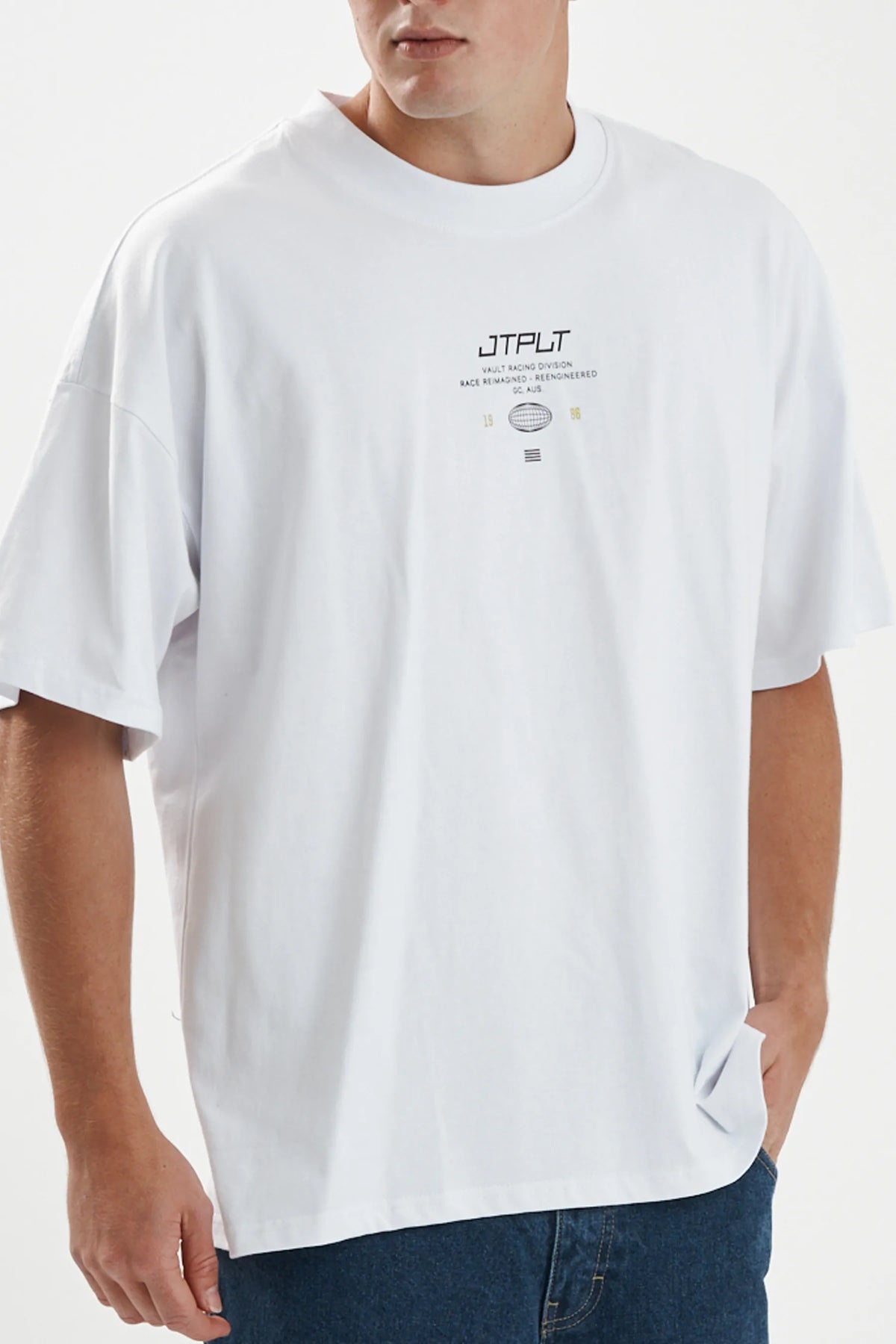 Jetpilot Vault Tech mens oversized graphic tee in White — view 4 of 12