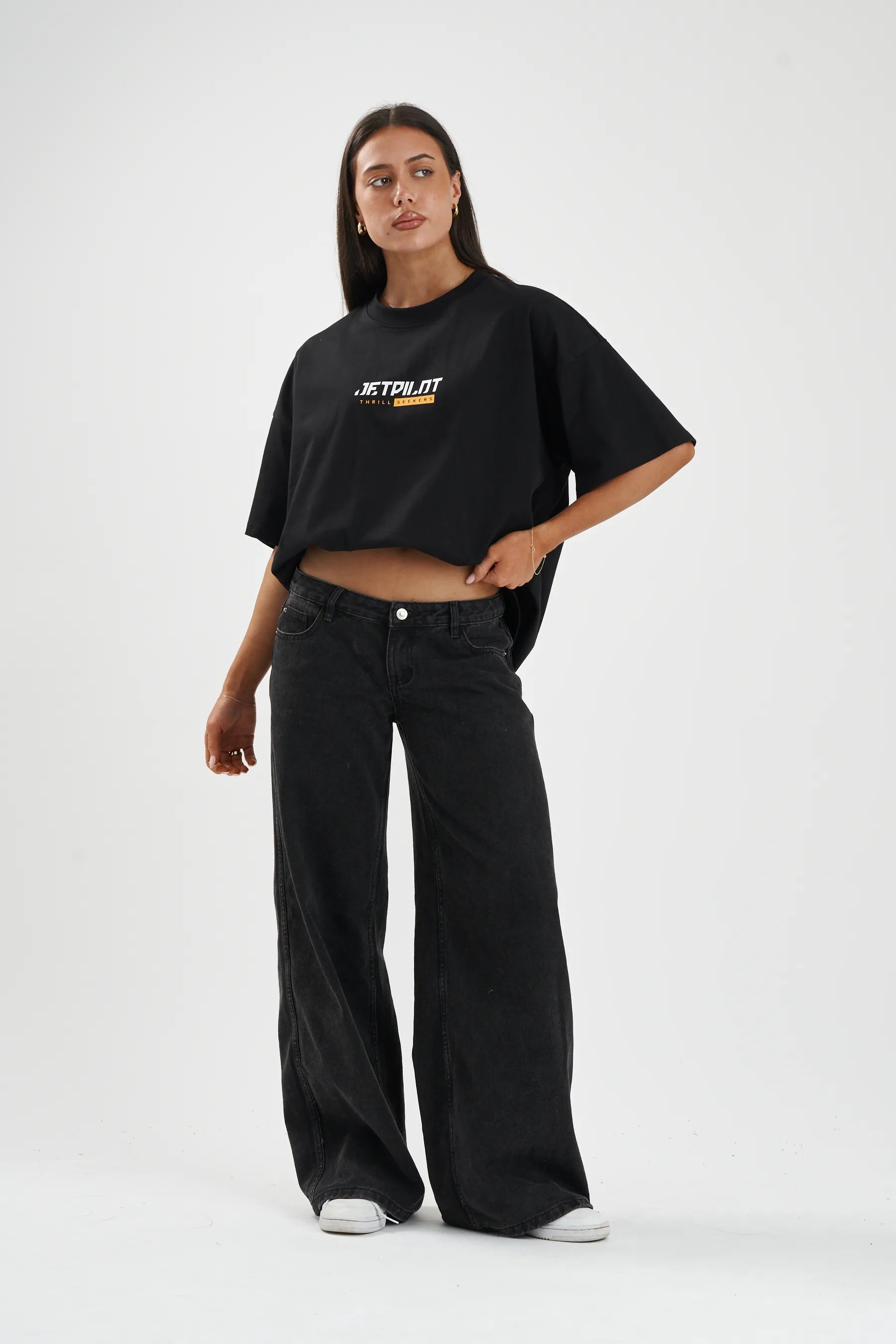 Jetpilot 86 Worldwide mens oversized graphic tee in Black — view 11 of 13