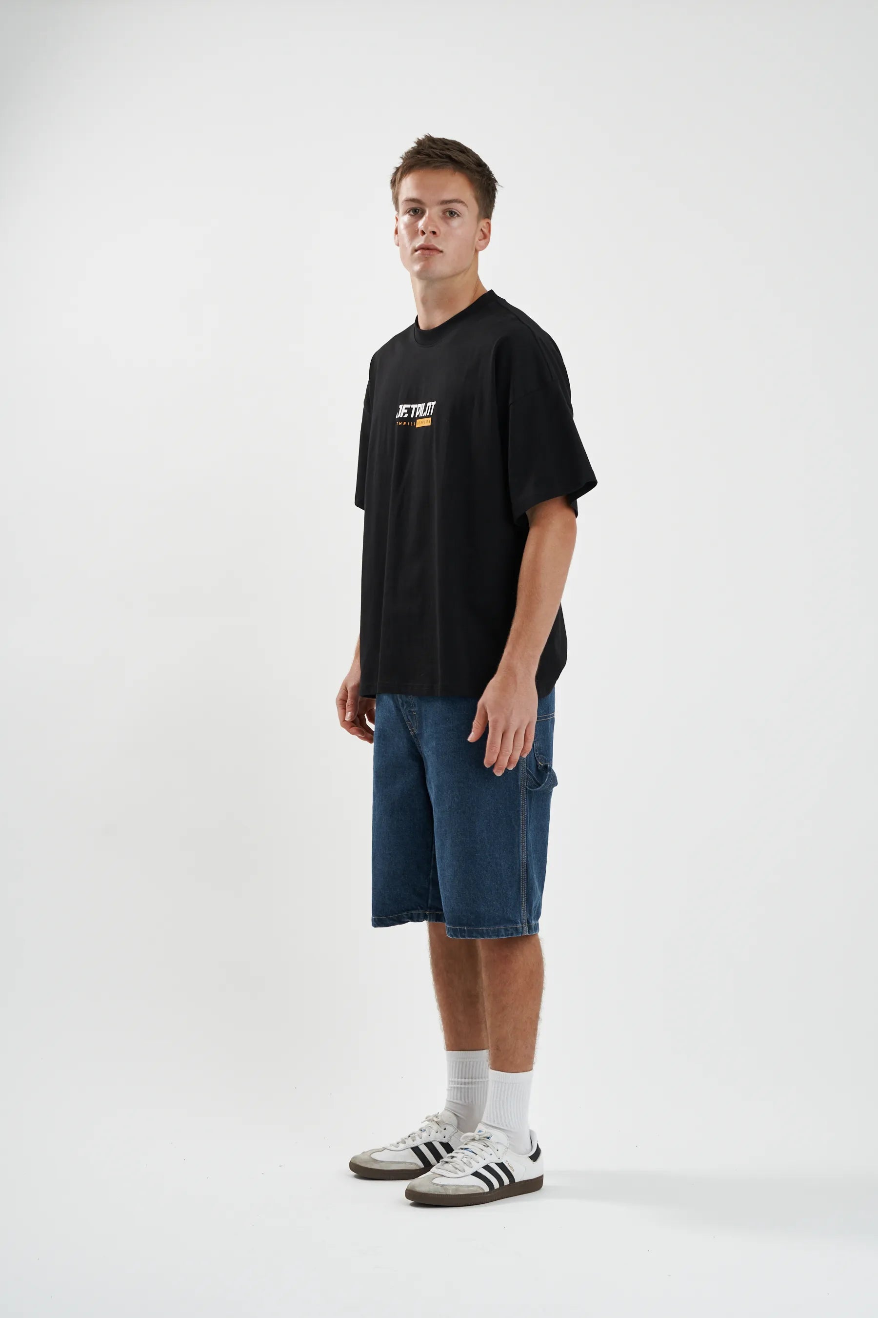 Jetpilot 86 Worldwide mens oversized graphic tee in Black — view 5 of 13